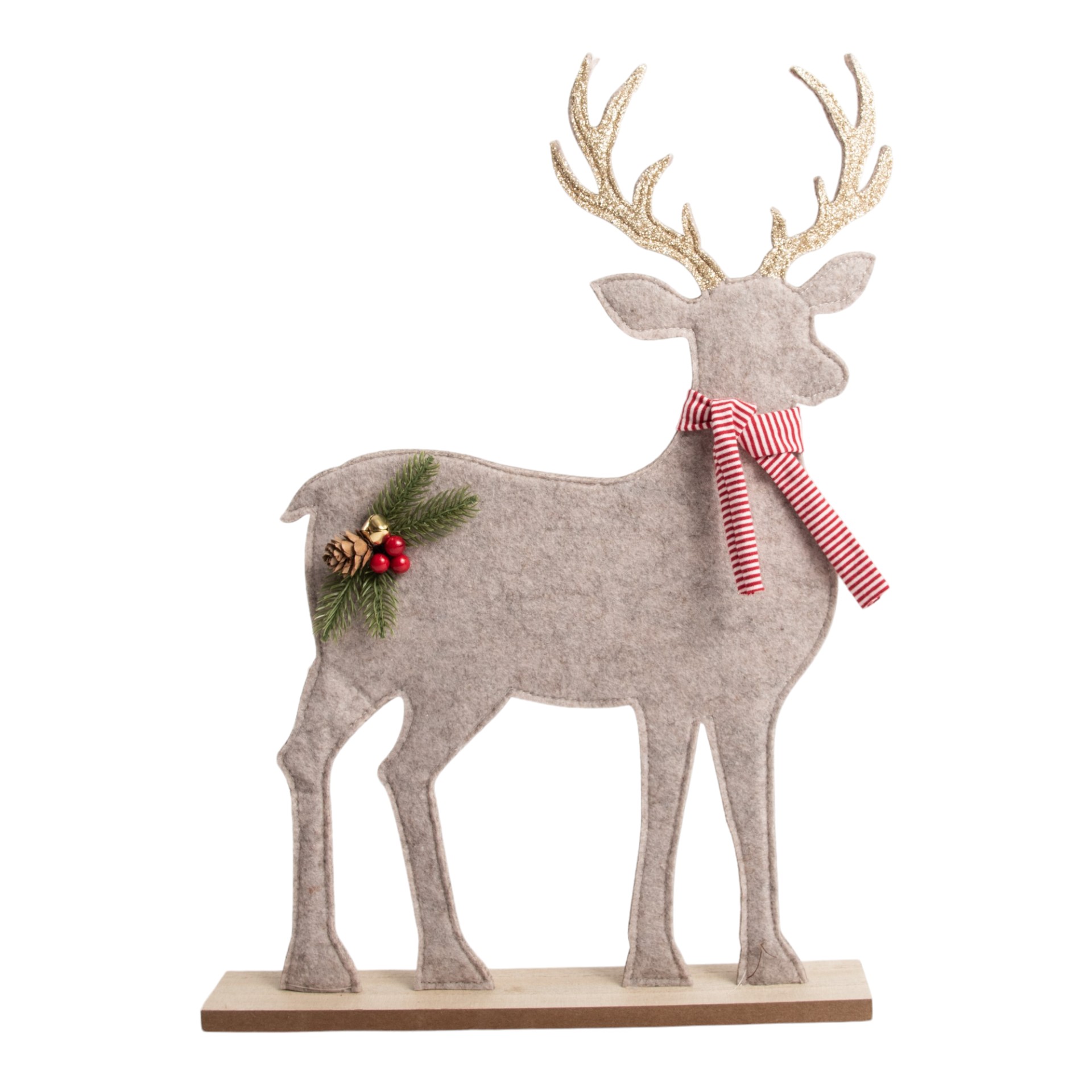 Filzhirsch m. goldenem Geweih gross u. Masche Darstellung von Filzhirsch m. goldenem Geweih gross u. Masche