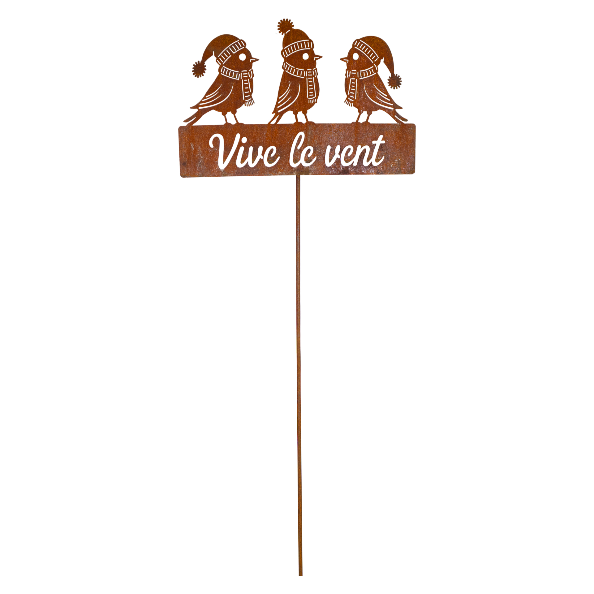 Darstellung von Tafel mit 3 Vögel auf Stab Vive le vent