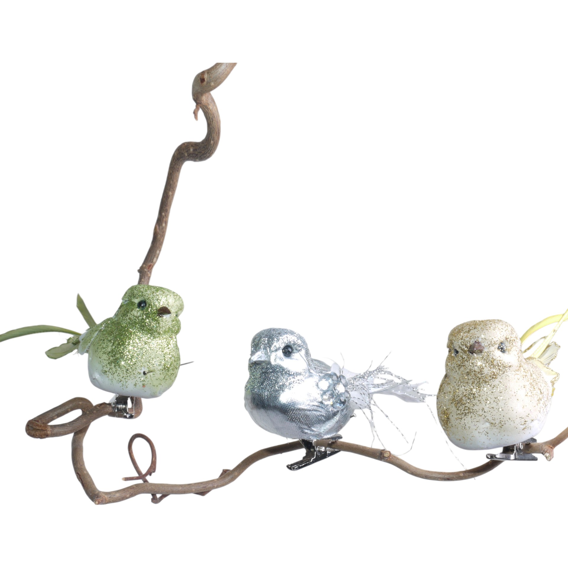 Vogel silber/gold/gruen sortiert l= 13 cm Darstellung von Vogel silber/gold/gruen sortiert l= 13 cm