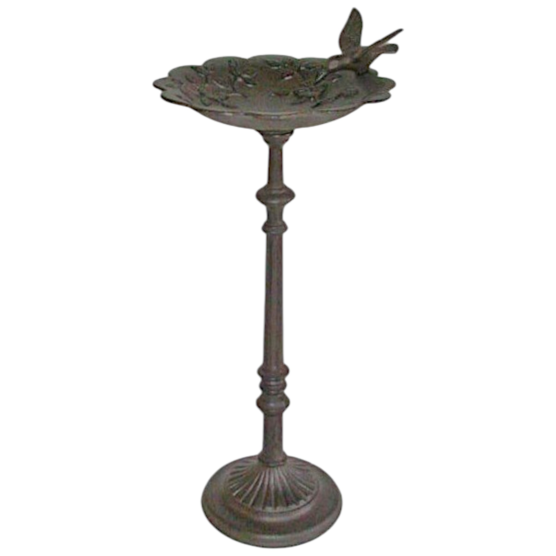 Vogeltränke auf hohem Fuss gross mit Vogel Darstellung von Vogeltränke auf hohem Fuss gross mit Vogel