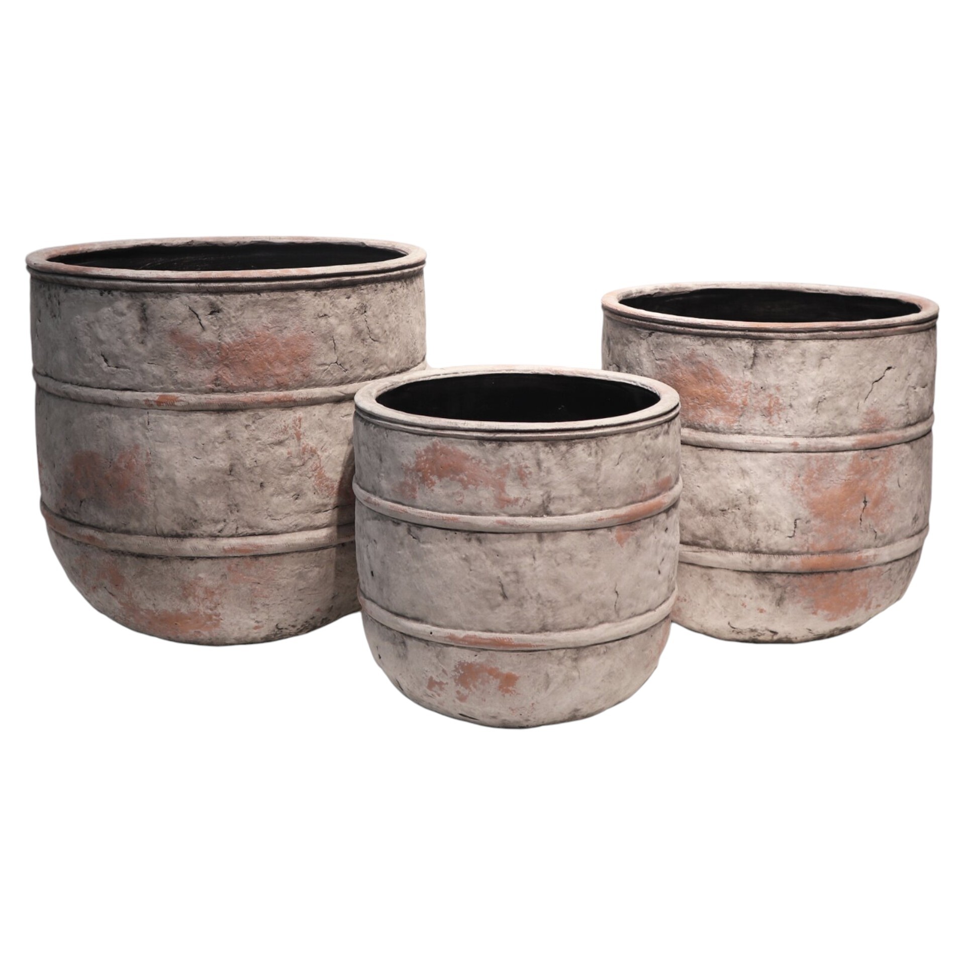 Darstellung von Zementtöpfe 3tlg. terra mamba rund