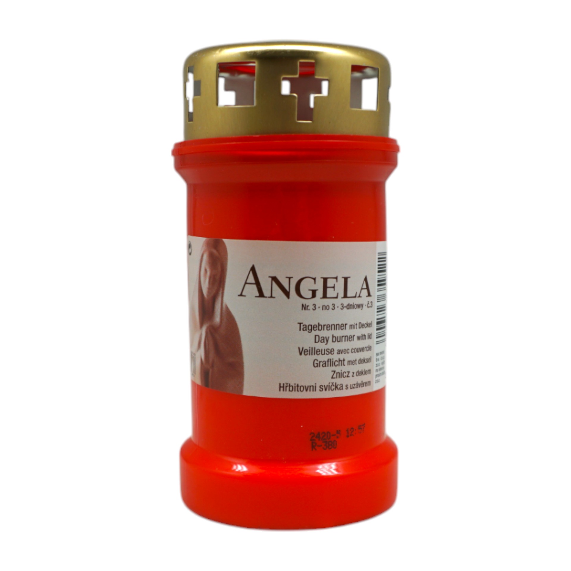 Grablicht 3 Tage mit Deckel ROT Angela Darstellung von Grablicht 3 Tage mit Deckel ROT Angela