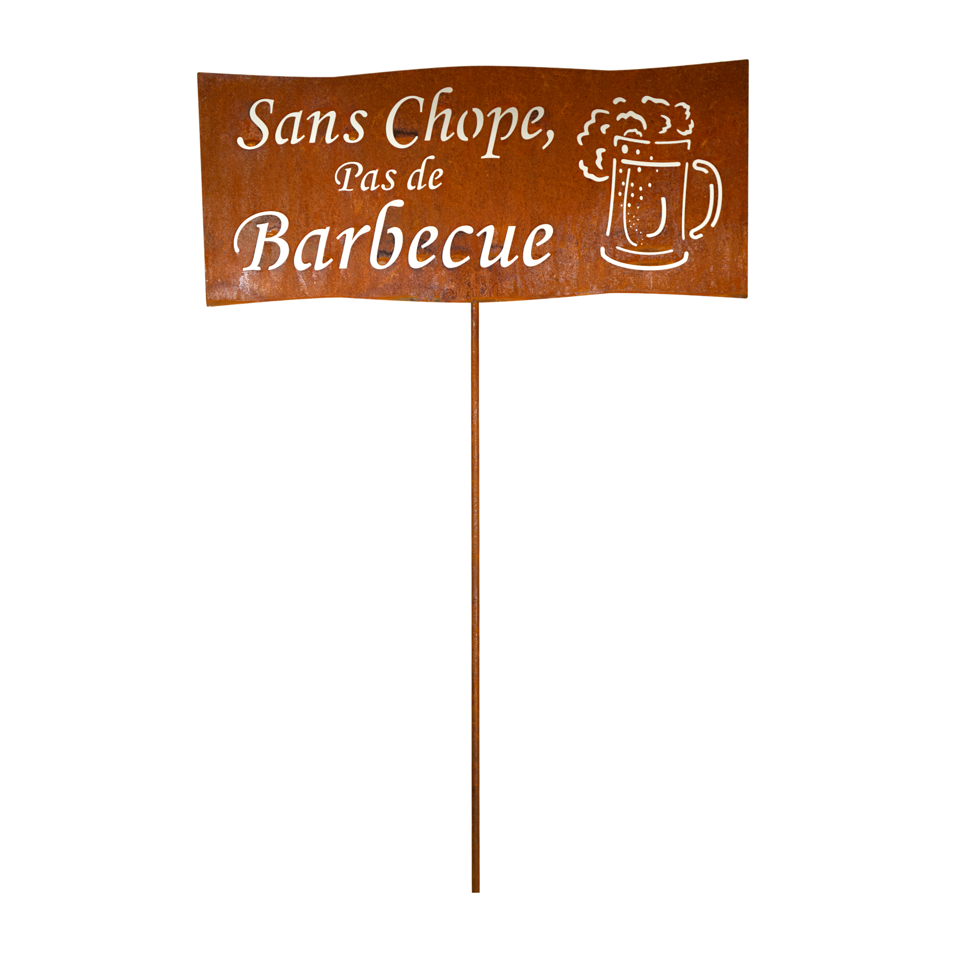 Darstellung von Tafel Sans Chope, Pas de Barbecue auf Stab