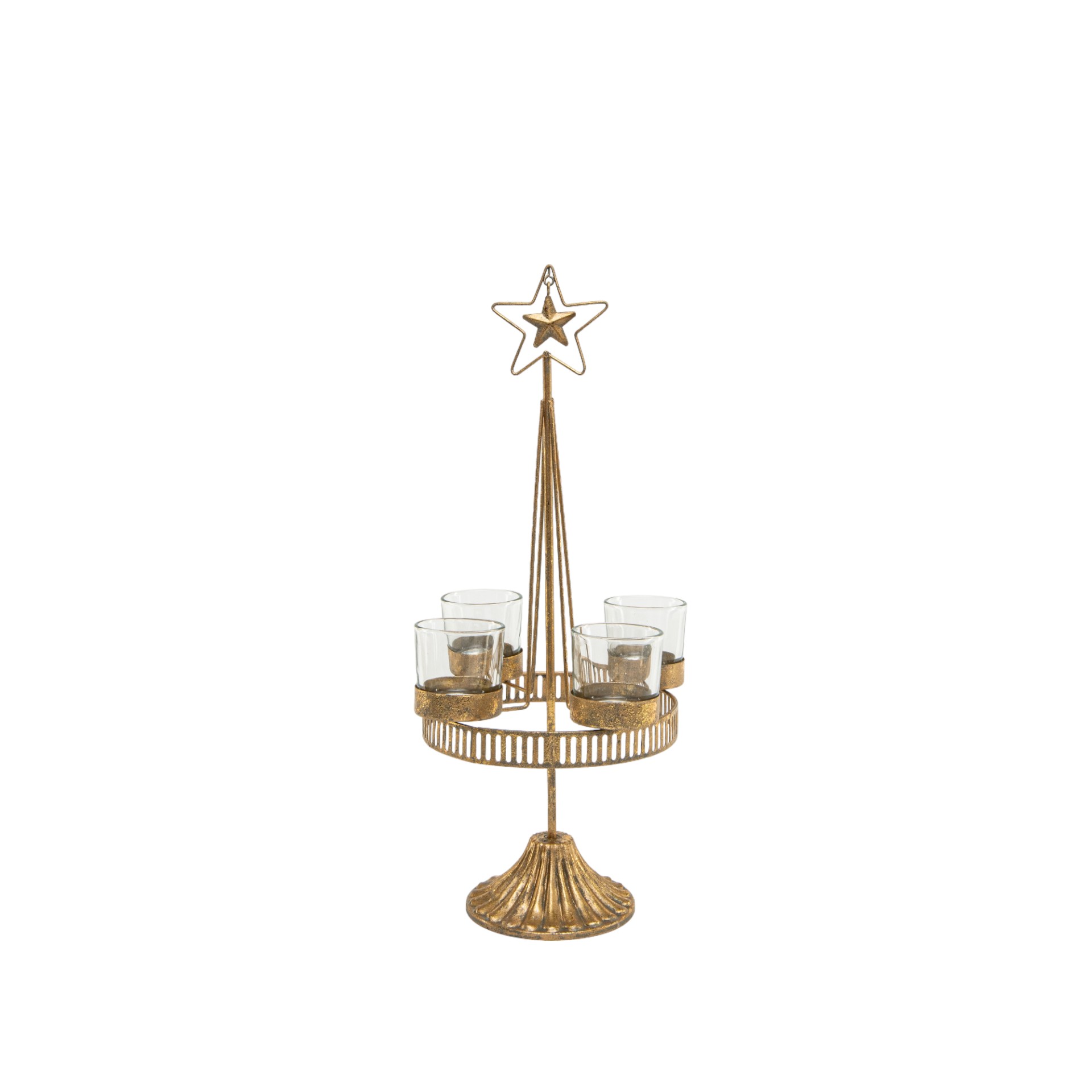 Darstellung von RP Ständer gold klein m. 4 Gläser u. Stern