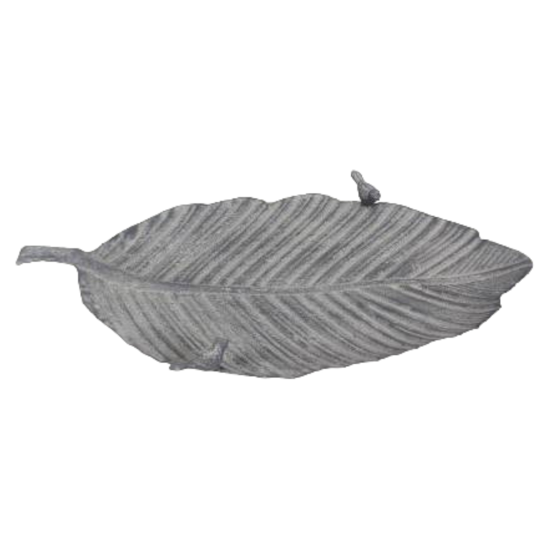 Darstellung von Metallschale Blatt m. Vogel 44,5 cm