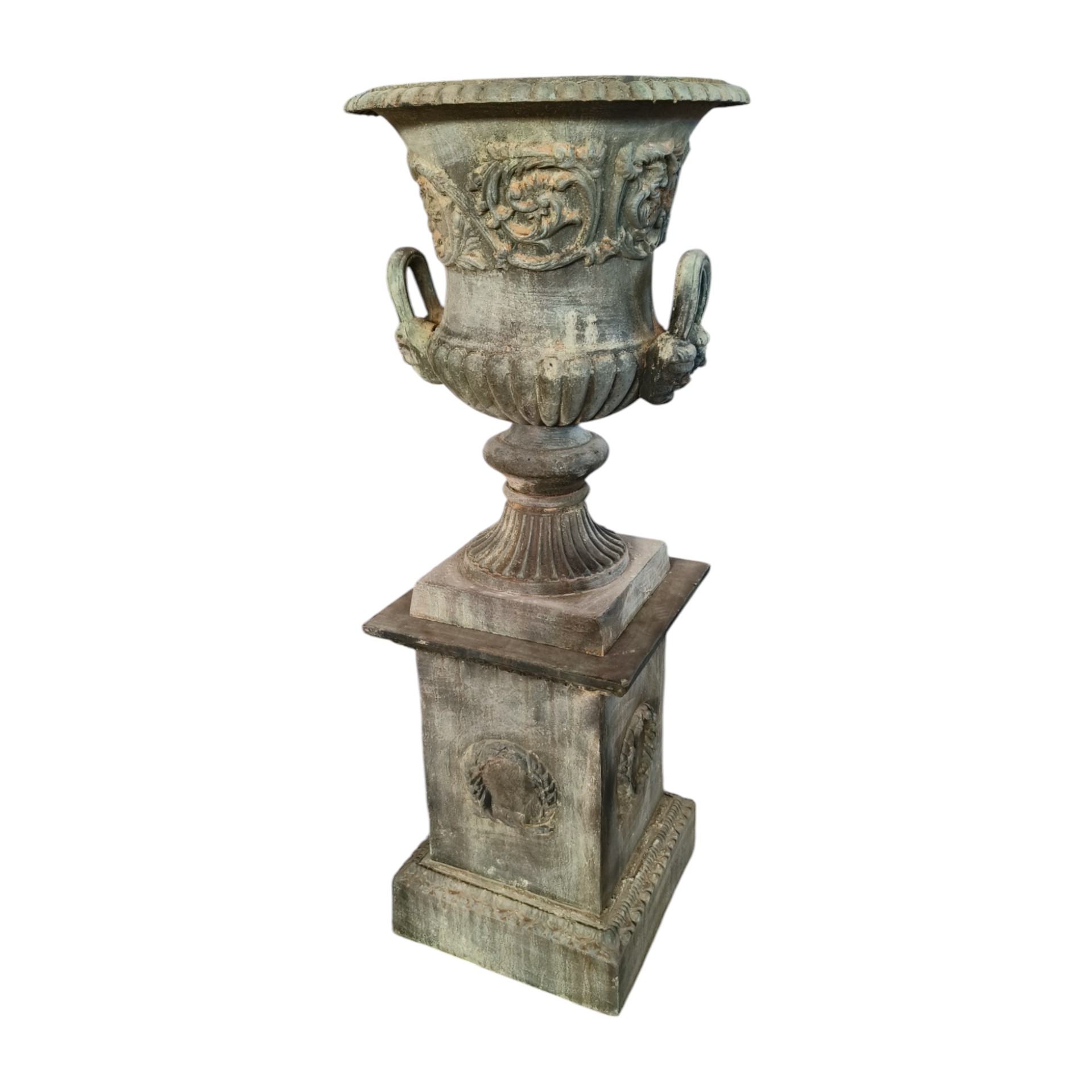 Topf Versailles inkl. Sockel bleifarben Darstellung von Topf Versailles inkl. Sockel bleifarben