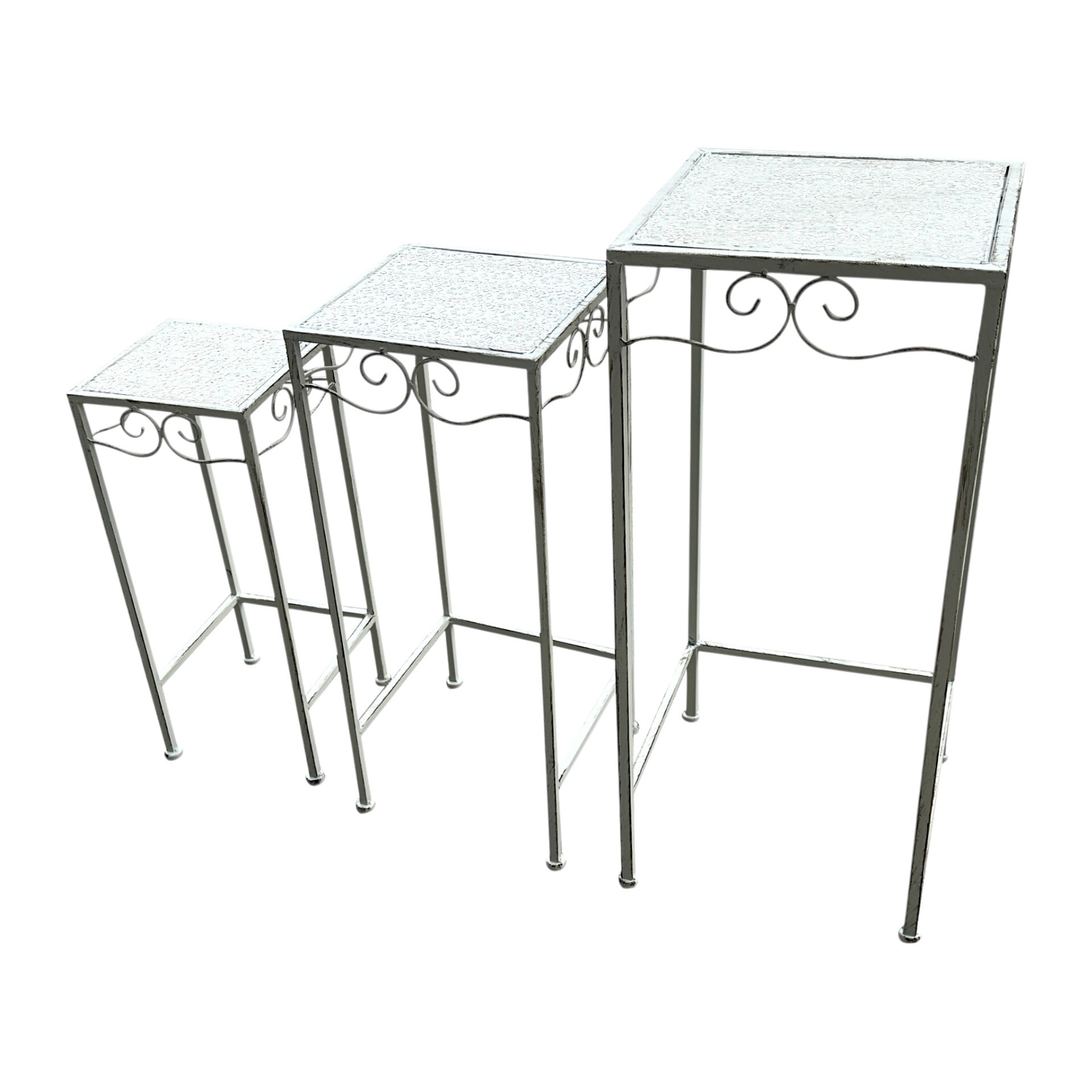 Darstellung von Hocker 3tlg. eckig hoch creme