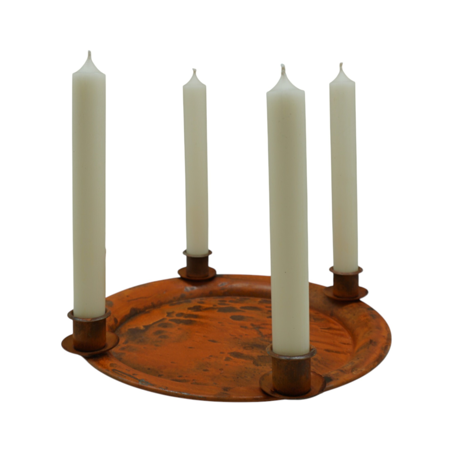Darstellung von Teller 4 Stabkerzen rusty