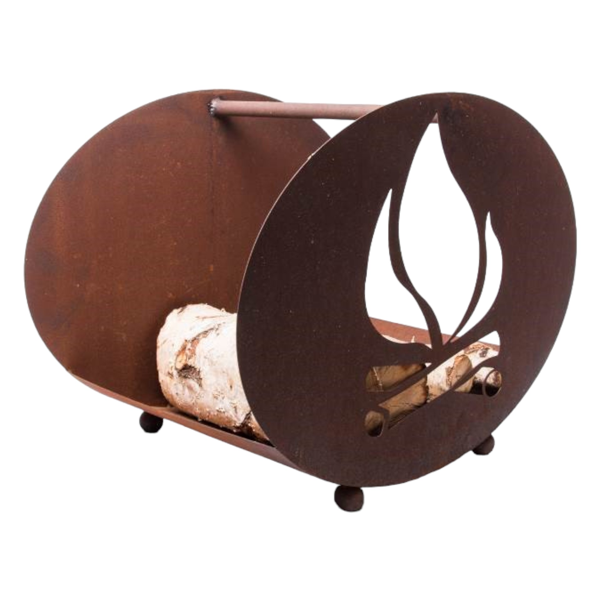 Holzregal „Flamme“ oval mit Boden, 55x42x35 cm Darstellung von Holzregal „Flamme“ oval mit Boden, 55x42x35 cm