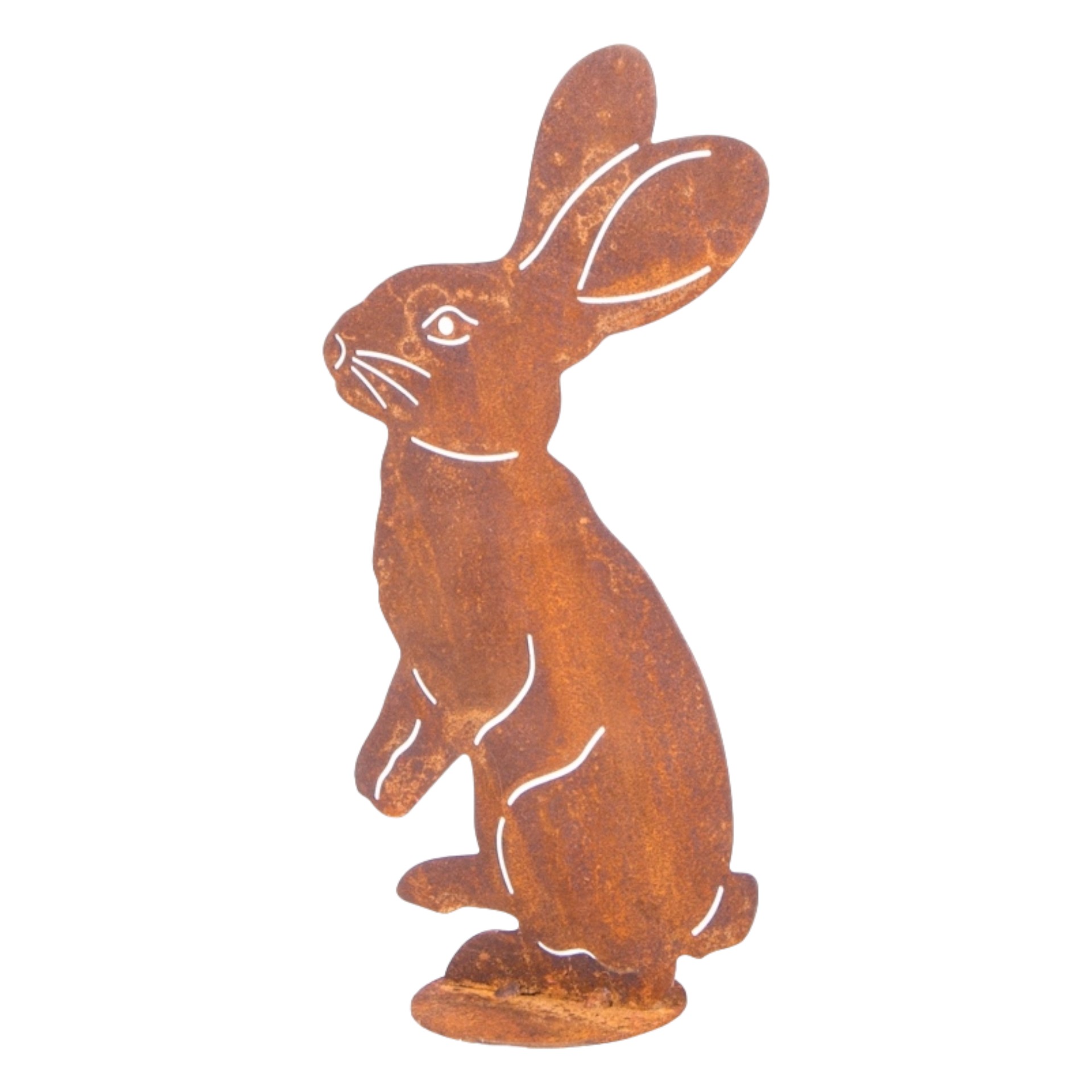 Darstellung von sitzender Hase gross auf Platte