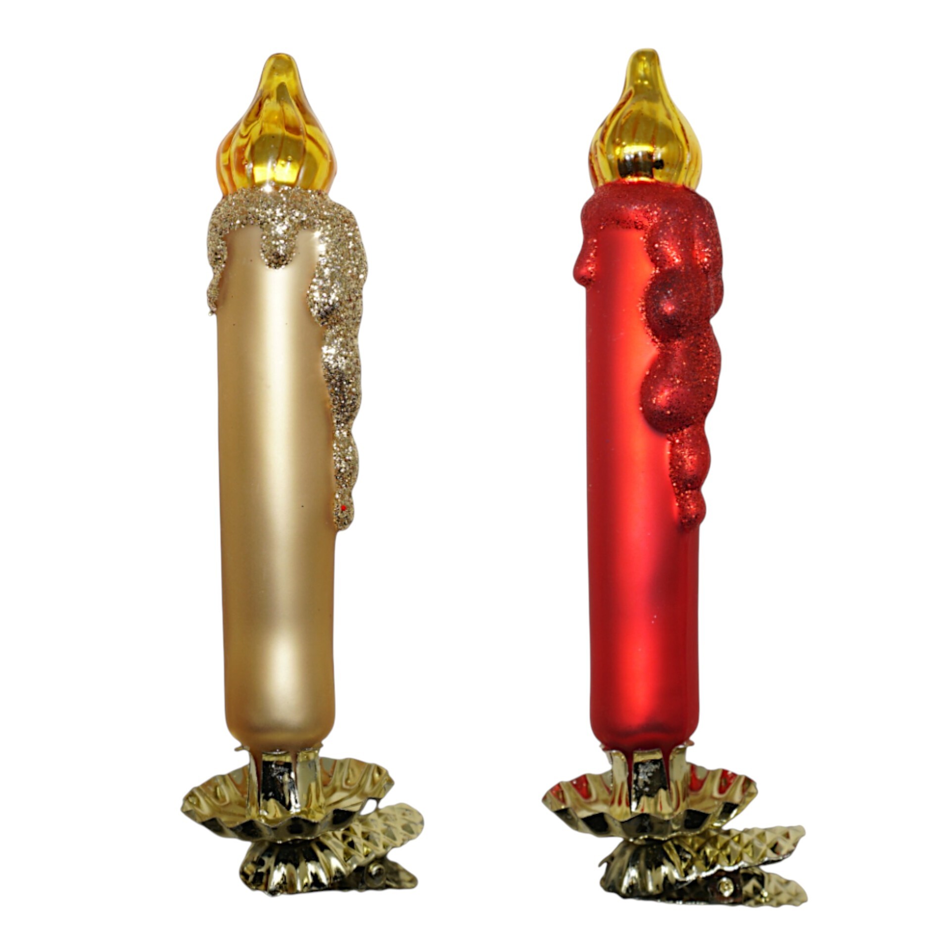 Darstellung von Glaskerze m. Clip sort. rot gold