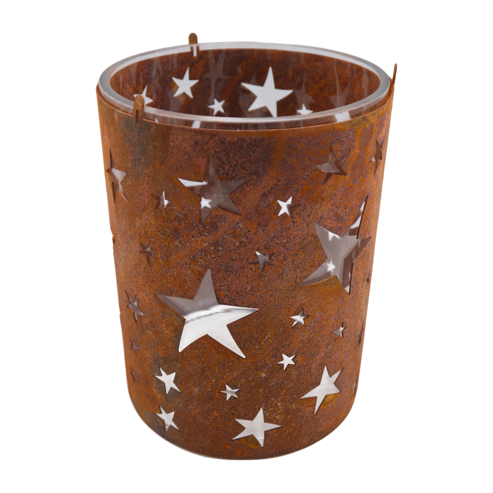 Darstellung von Windlicht mit Sterne rundherum inkl. Glas 15x20 cm