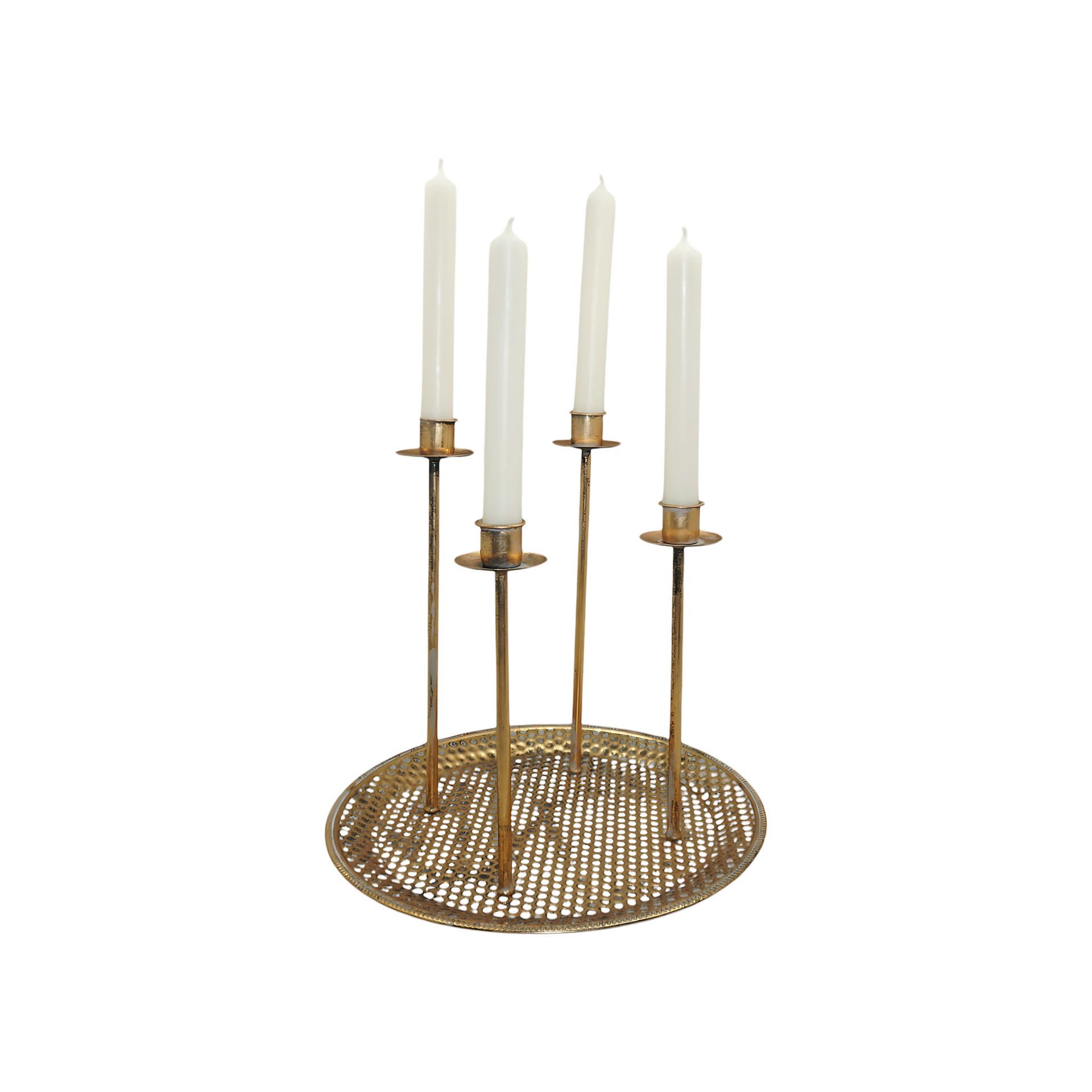 Darstellung von Teller mit 4 Kerzenhalter gold klein
