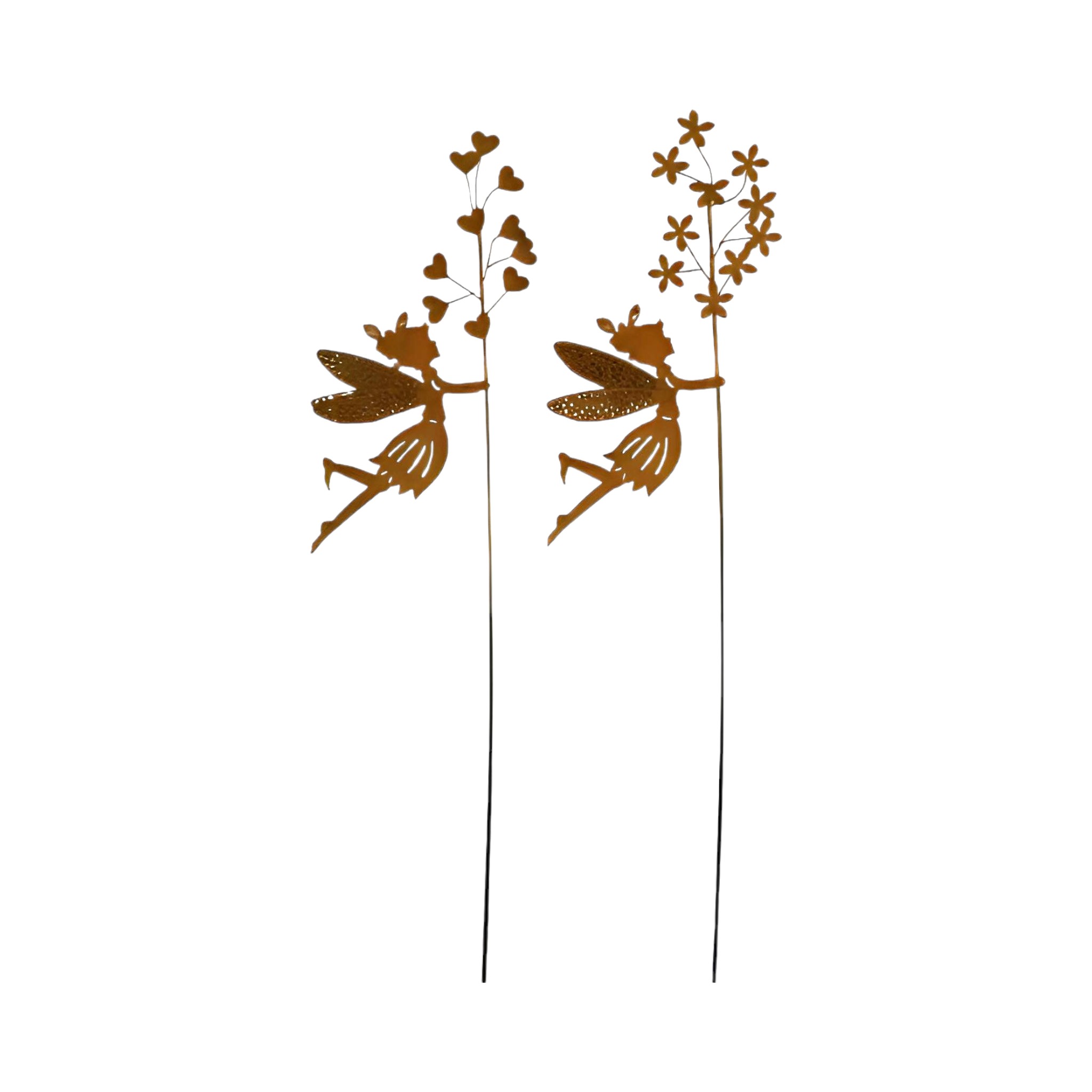 Rostelfen a. Stab hängend sort. Herz/Blume Darstellung von Rostelfen a. Stab hängend sort. Herz/Blume