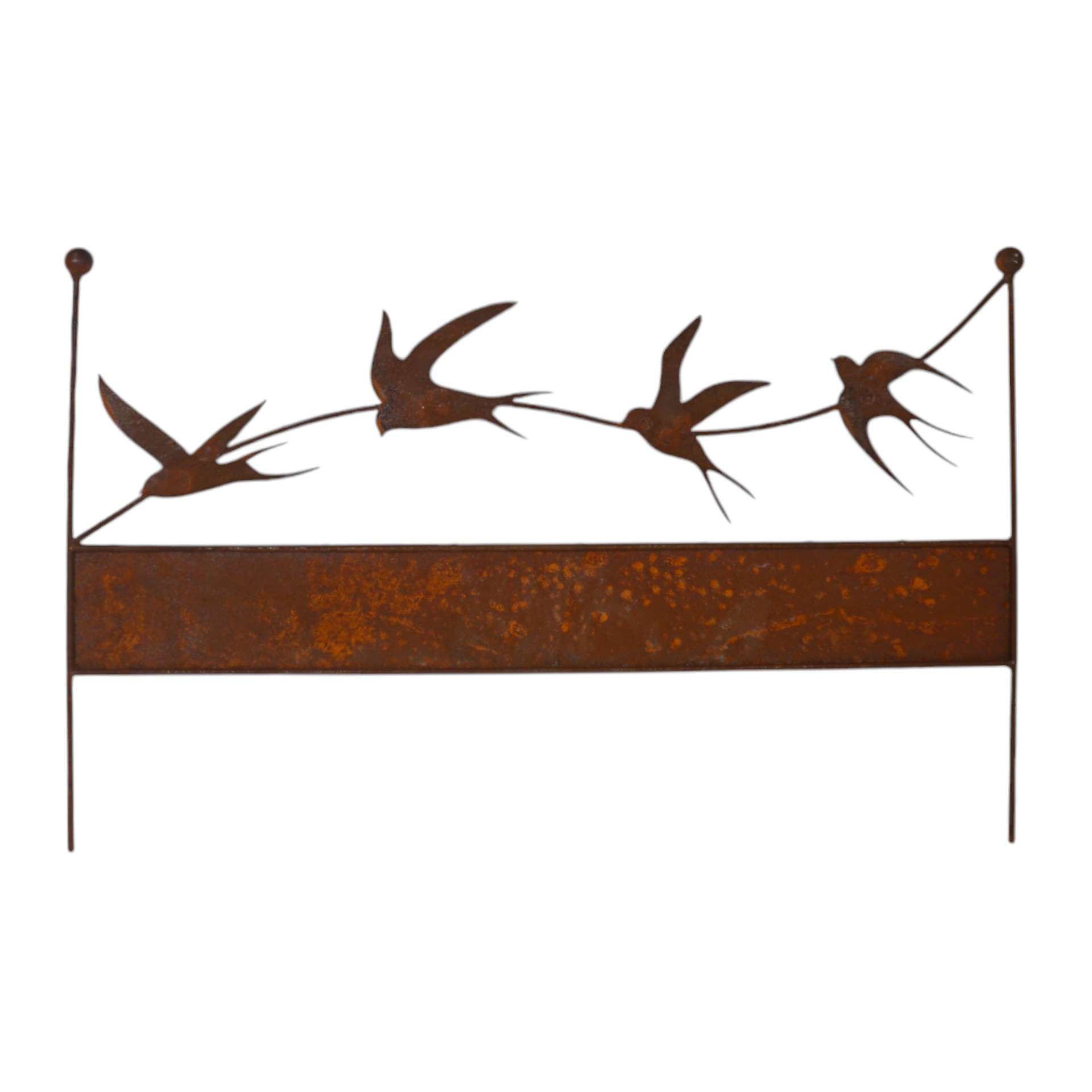 Darstellung von Zaunstecker/ Rasenkante mit 4 Schwalben