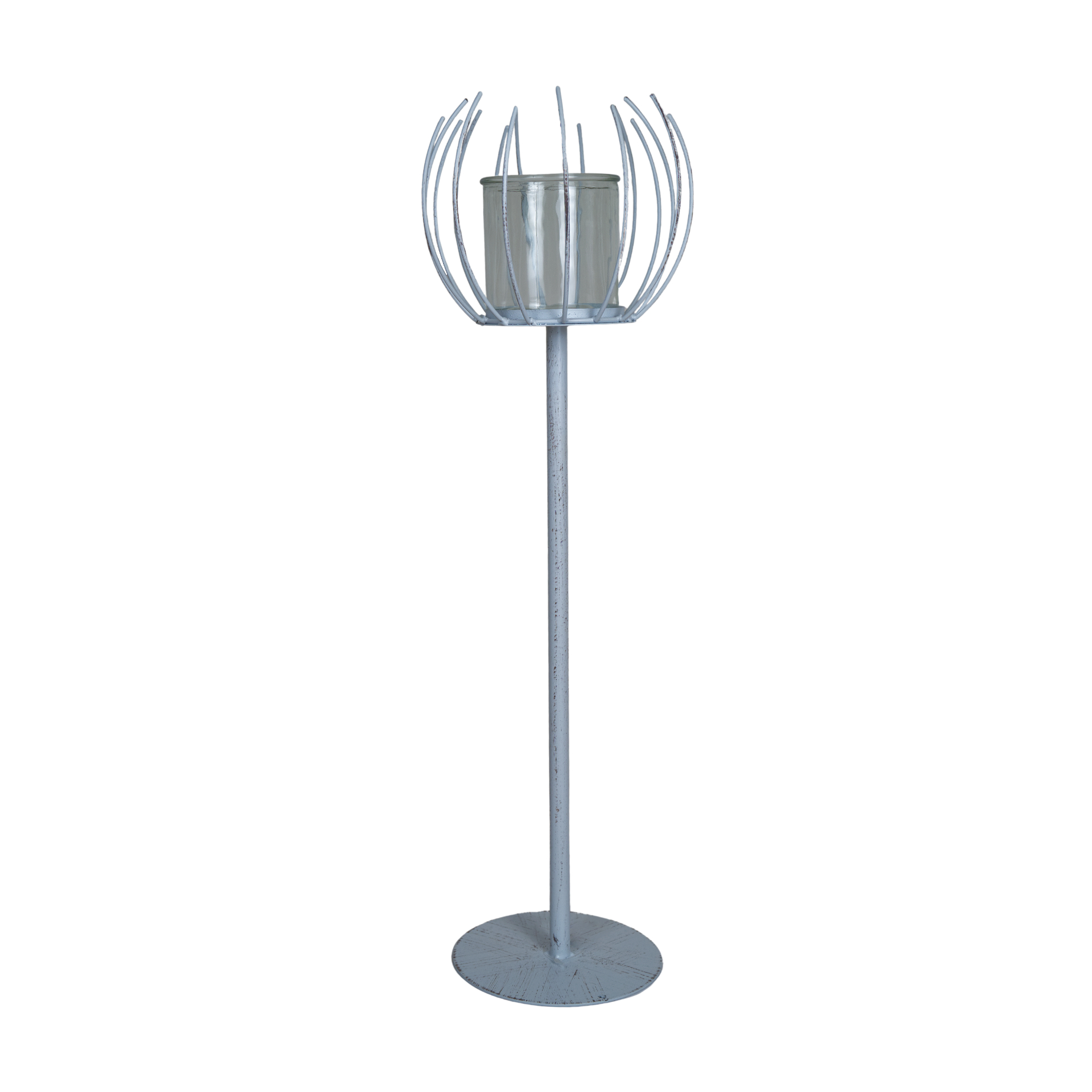 Darstellung von Windlicht Spinne weiss mittel a. Fuss