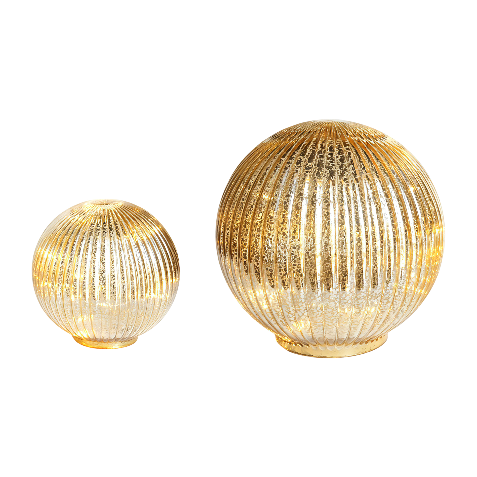 Darstellung von Glaskugel GOLD mittel mit LED 20 Lichter