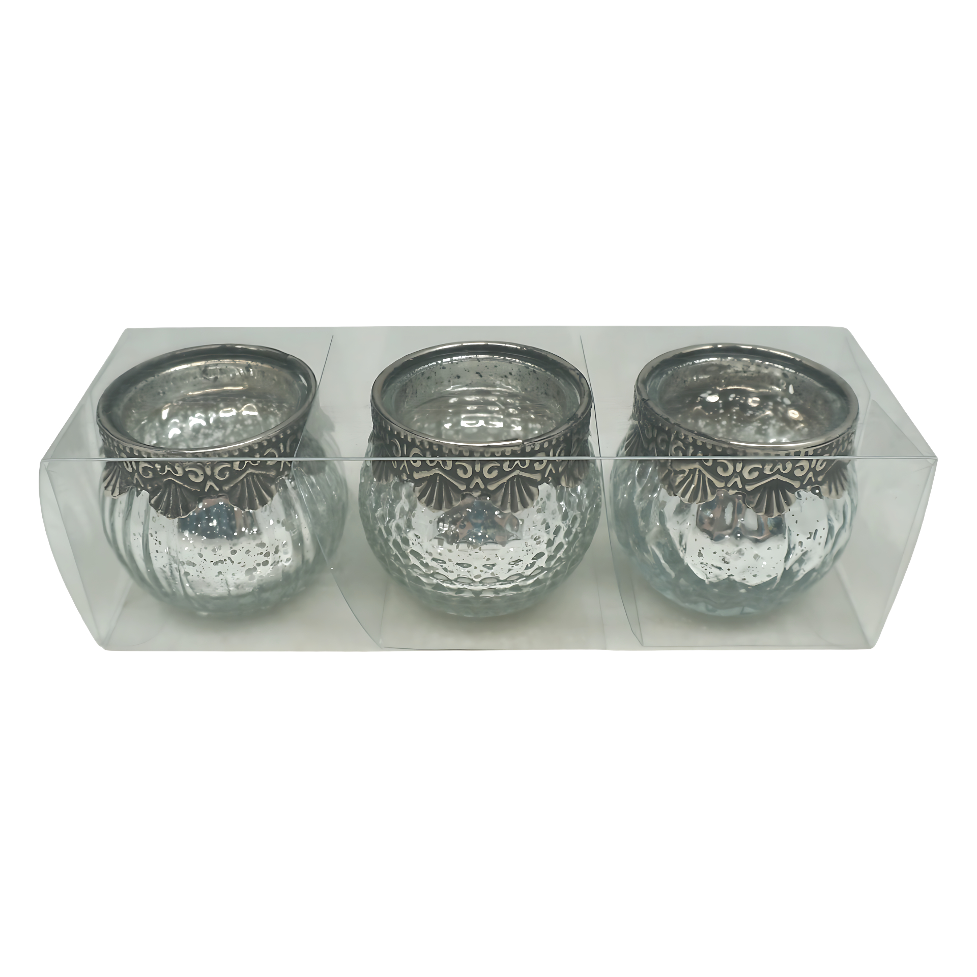 Darstellung von Teelichthalter klein 3tlg. bauchig silber