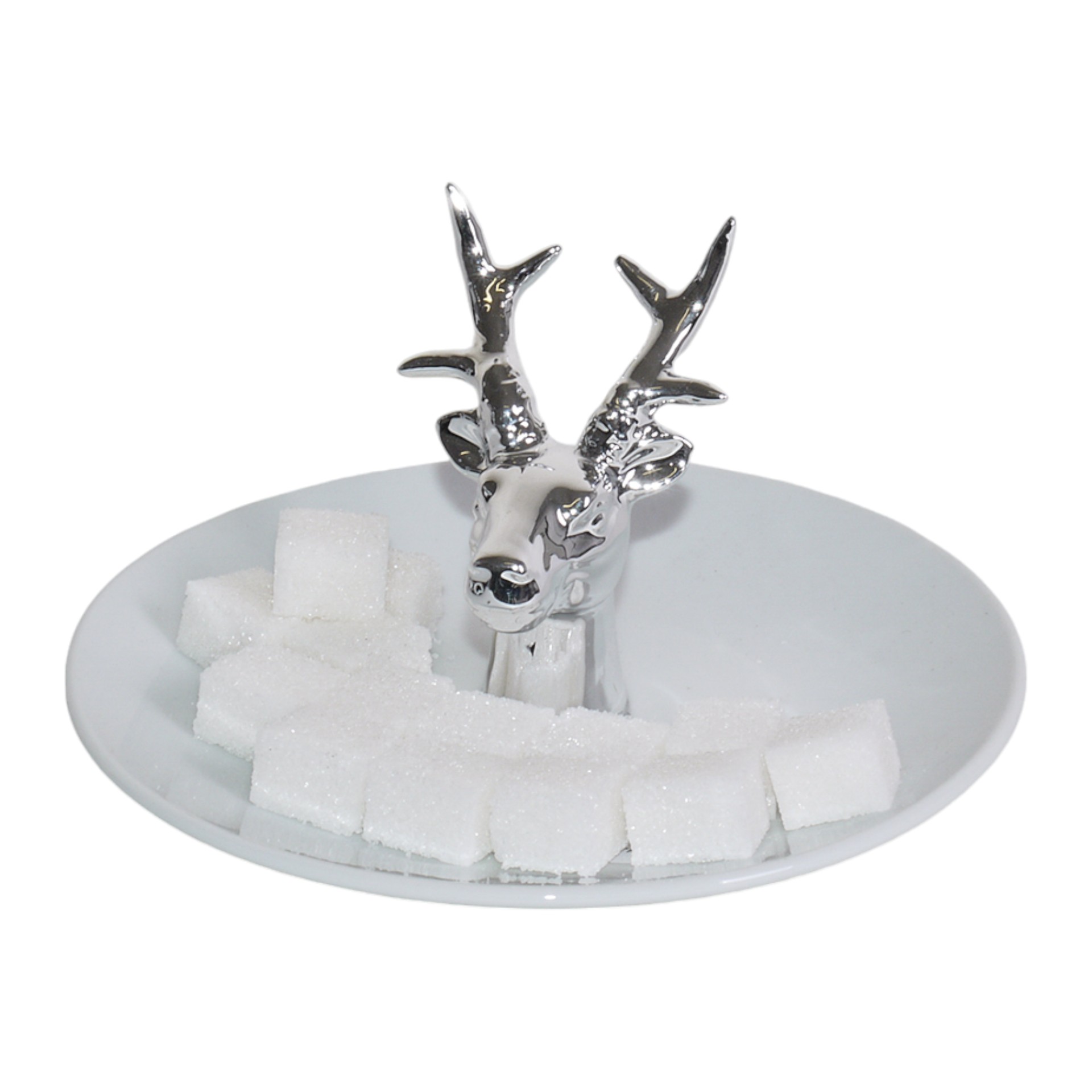 RP Teller weiss mit Silberhirsch Darstellung von RP Teller weiss mit Silberhirsch