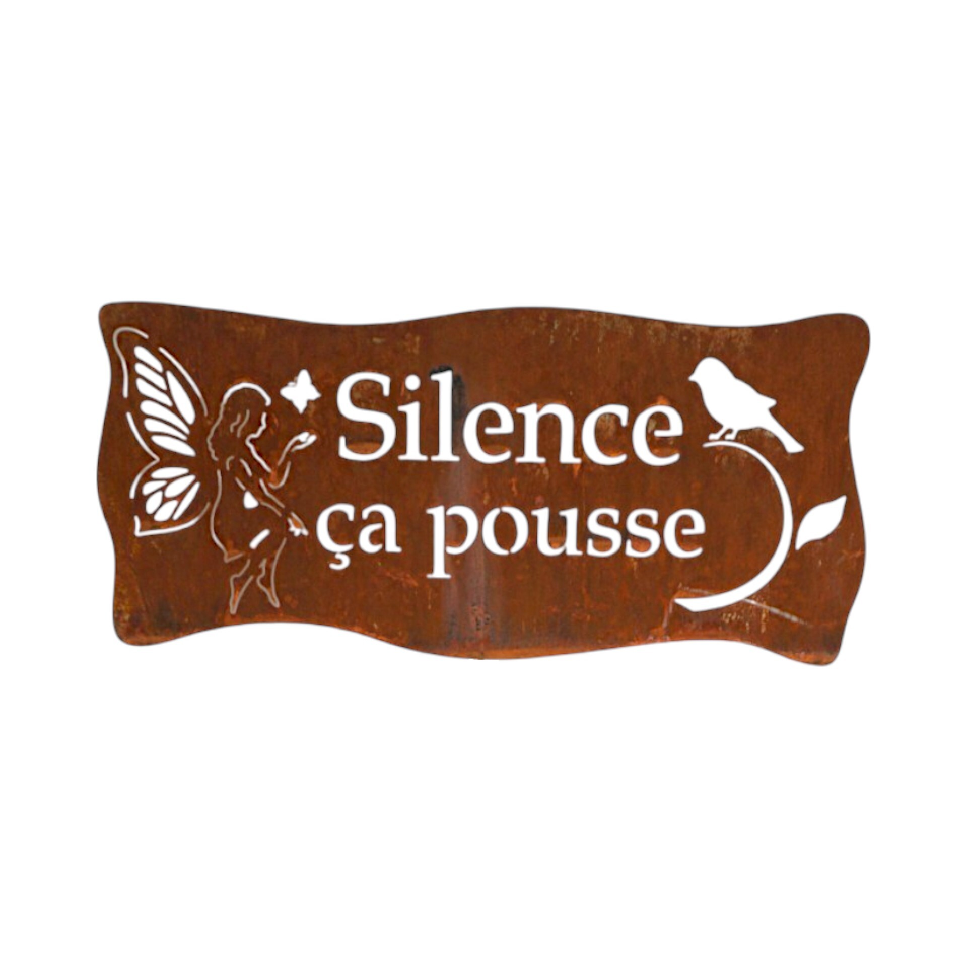 Darstellung von Plaque métallique courbée  Silence ca pousse