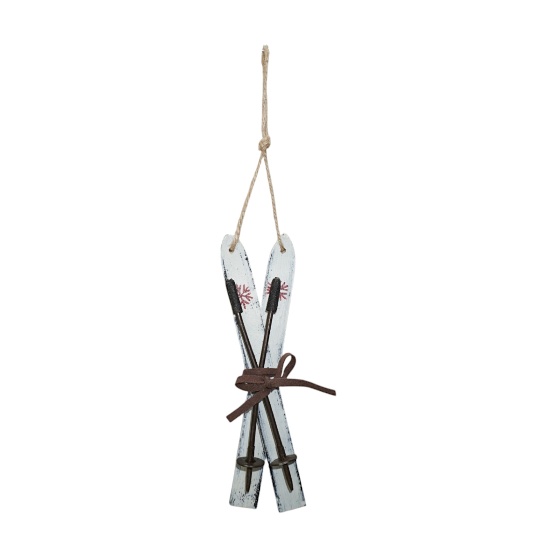 Holzski mit Metallstecken WEISS Darstellung von Holzski mit Metallstecken WEISS
