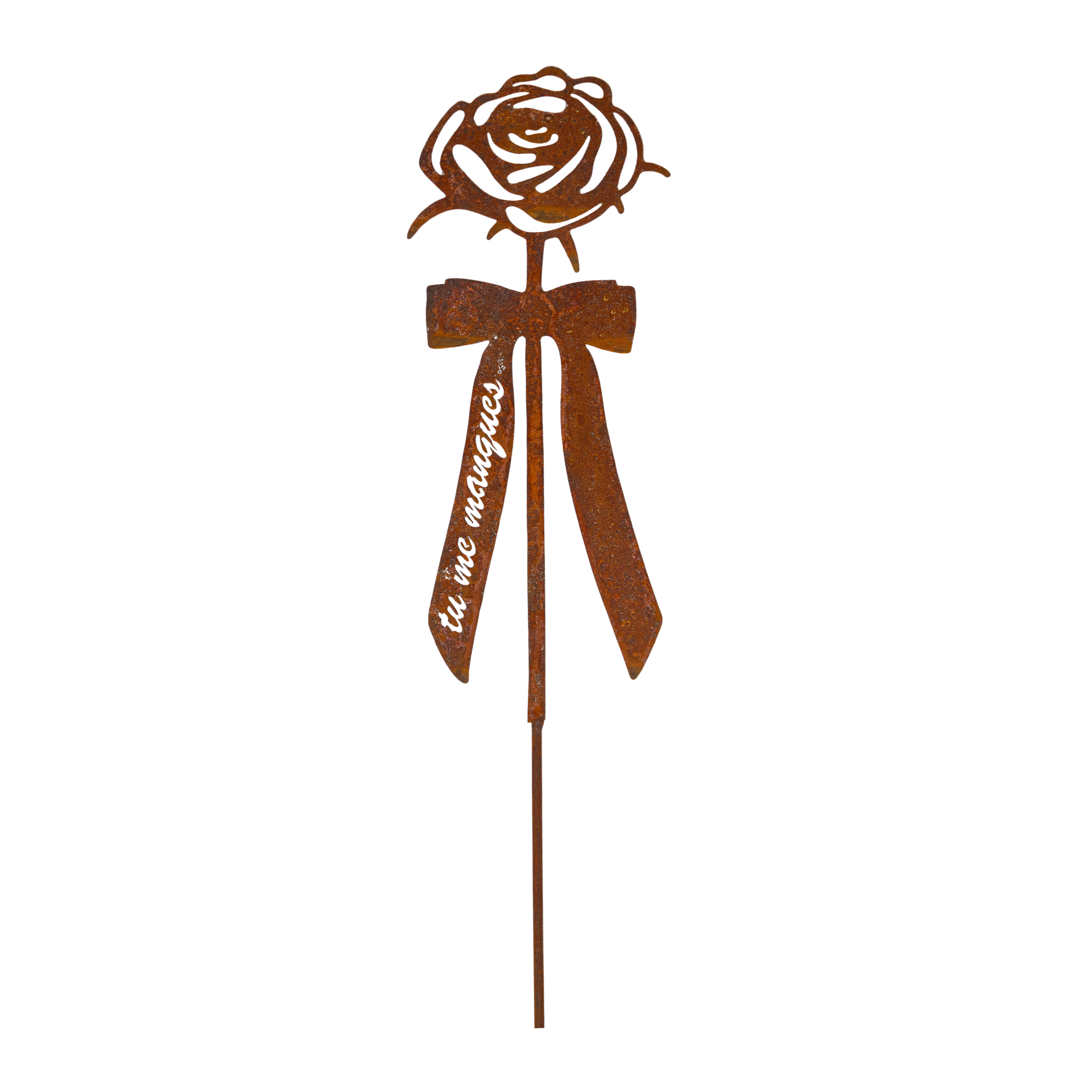 Darstellung von Rose auf Stab mit Masche tu me manques