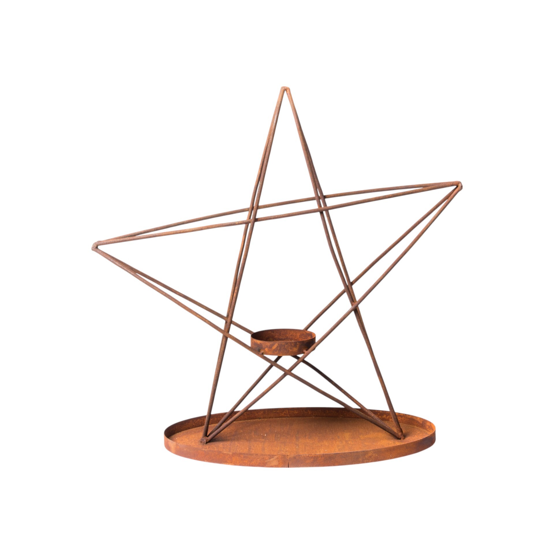 ovaler Teller 37279  mit Drahtstern inkl. Glas gross rost Darstellung von ovaler Teller 37279  mit Drahtstern inkl. Glas gross rost