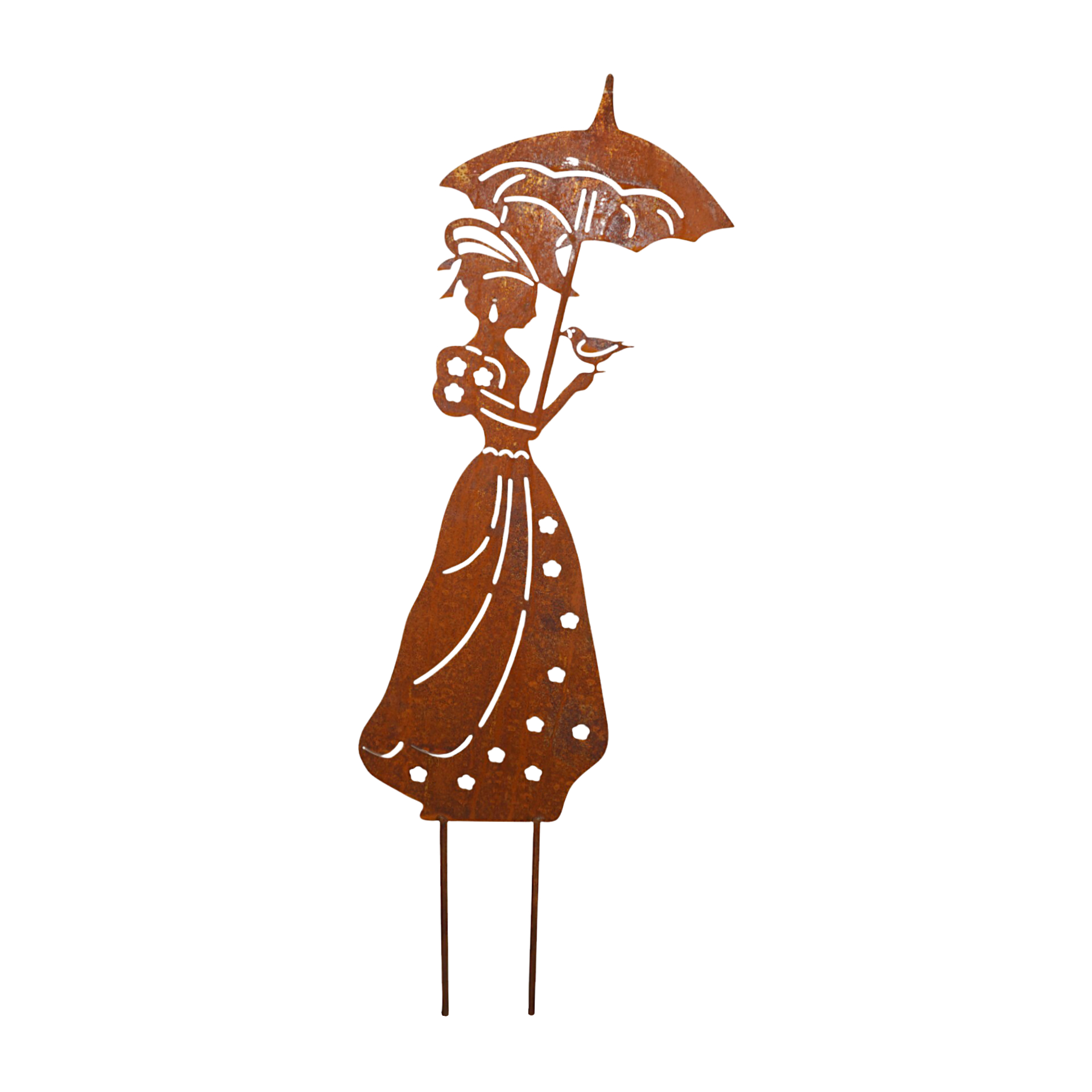 Darstellung von Dame mit Hut u. Regenschirm gross