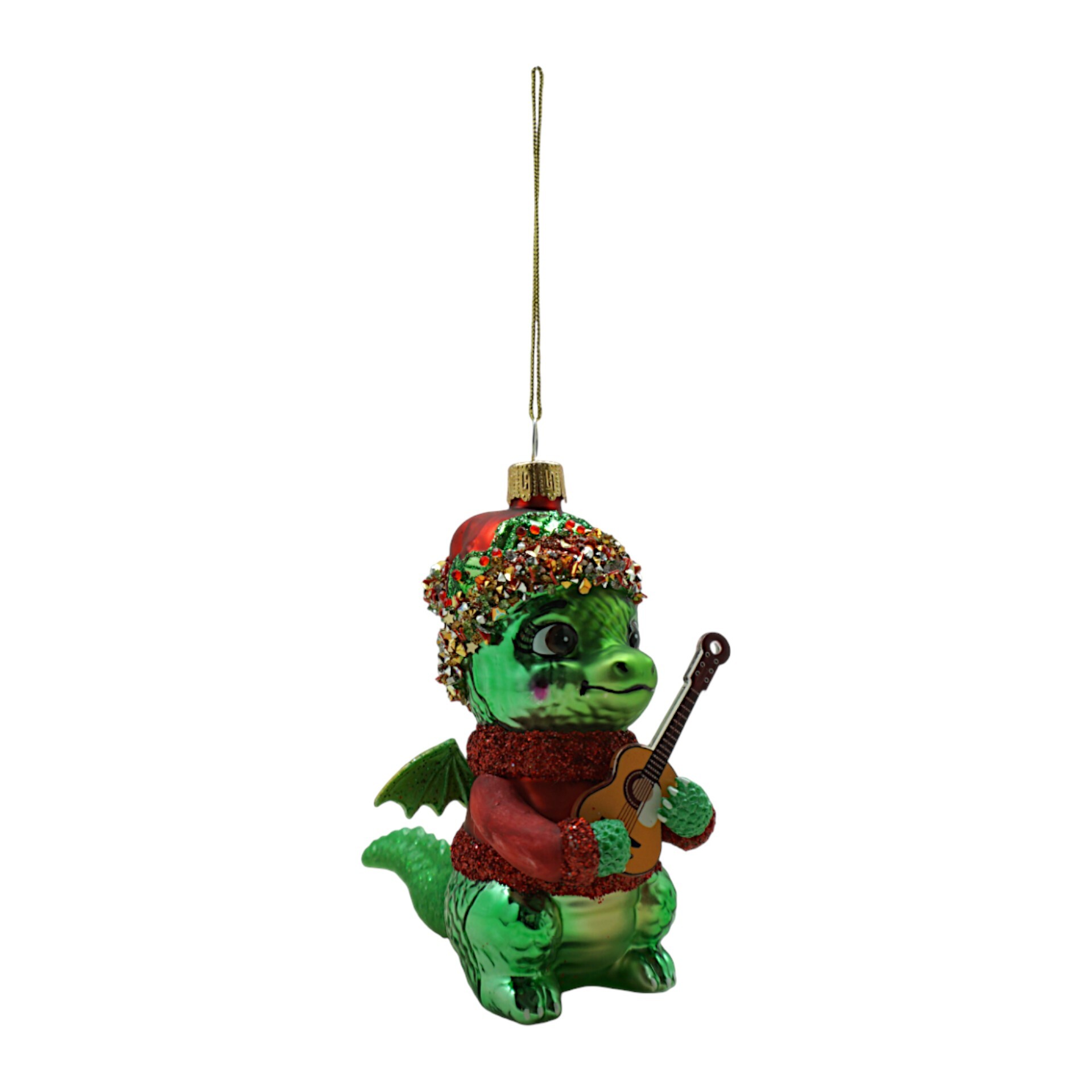 Darstellung von Drache grün m. Gitarre Glas