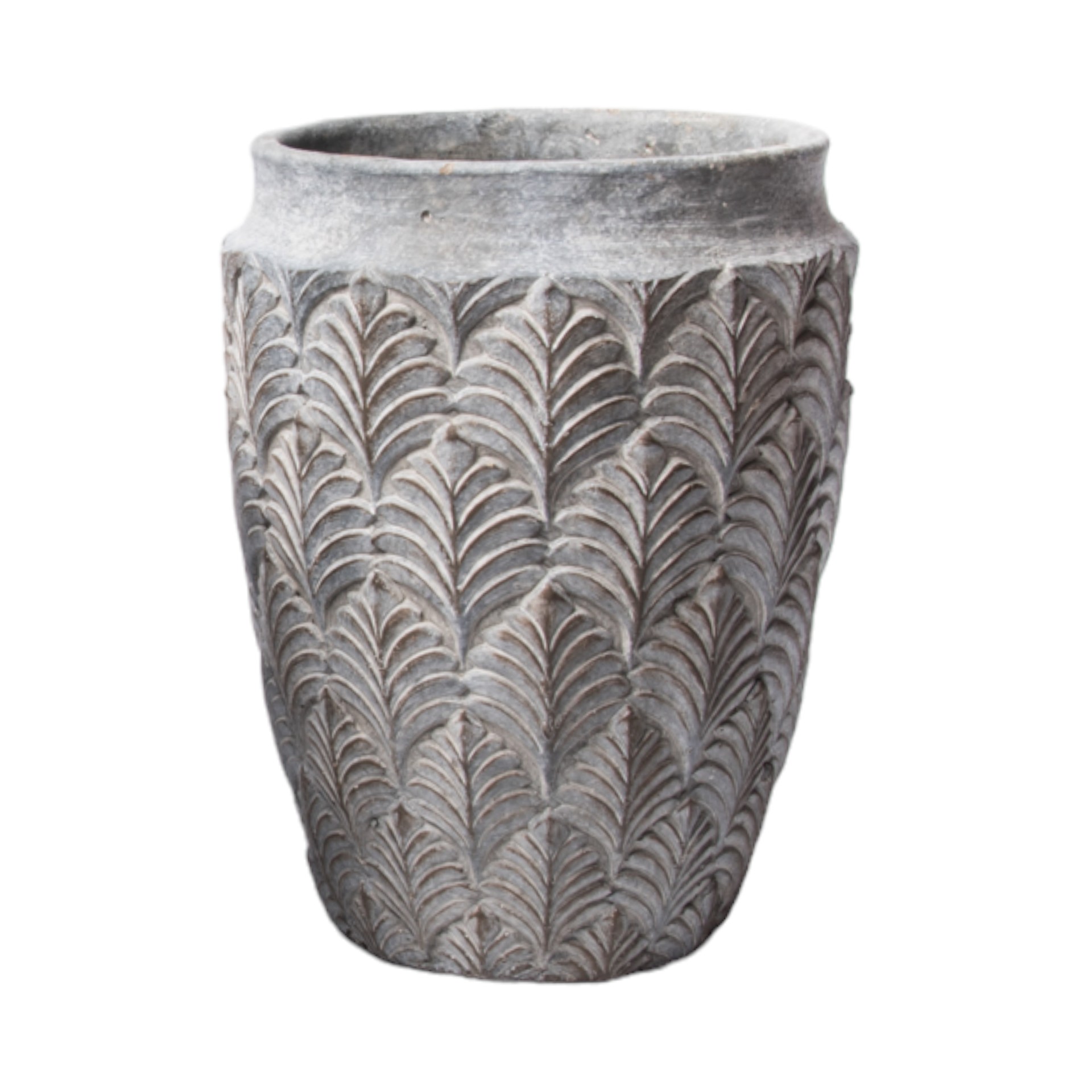 Keramikvase gross Blatt grau, 19,5x25,5  cm Darstellung von Keramikvase gross Blatt grau, 19,5x25,5  cm