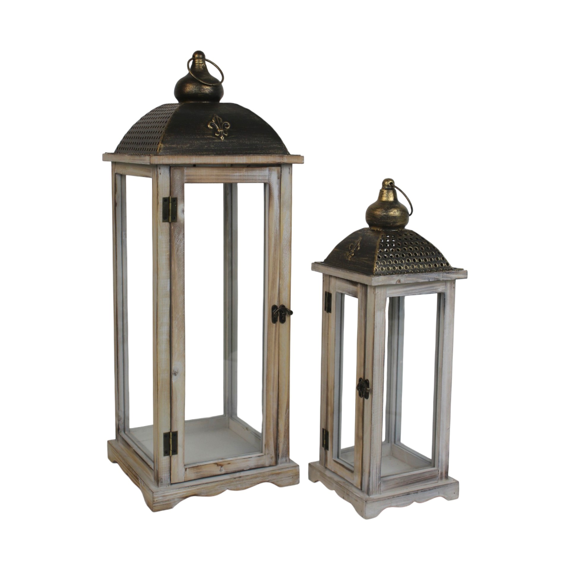 Holzlaternenset 2-tlg. quadratisch natur, mit Hänger Darstellung von Holzlaternenset 2-tlg. quadratisch natur, mit Hänger