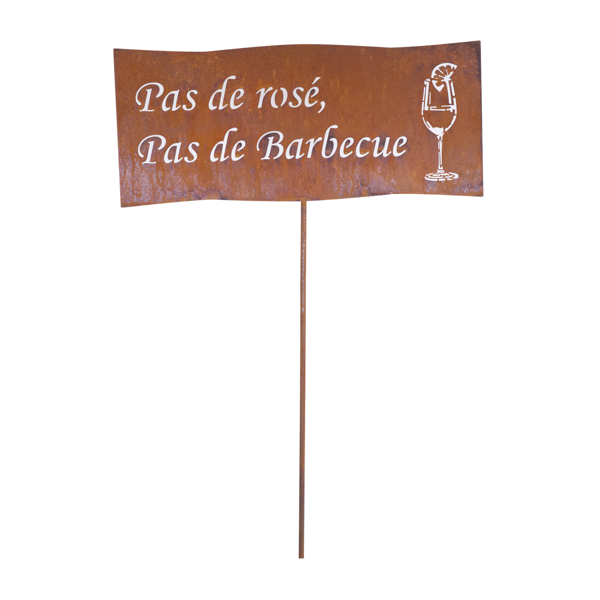 Darstellung von Tafel Pas de rose, Pas de Barbecue auf Stab
