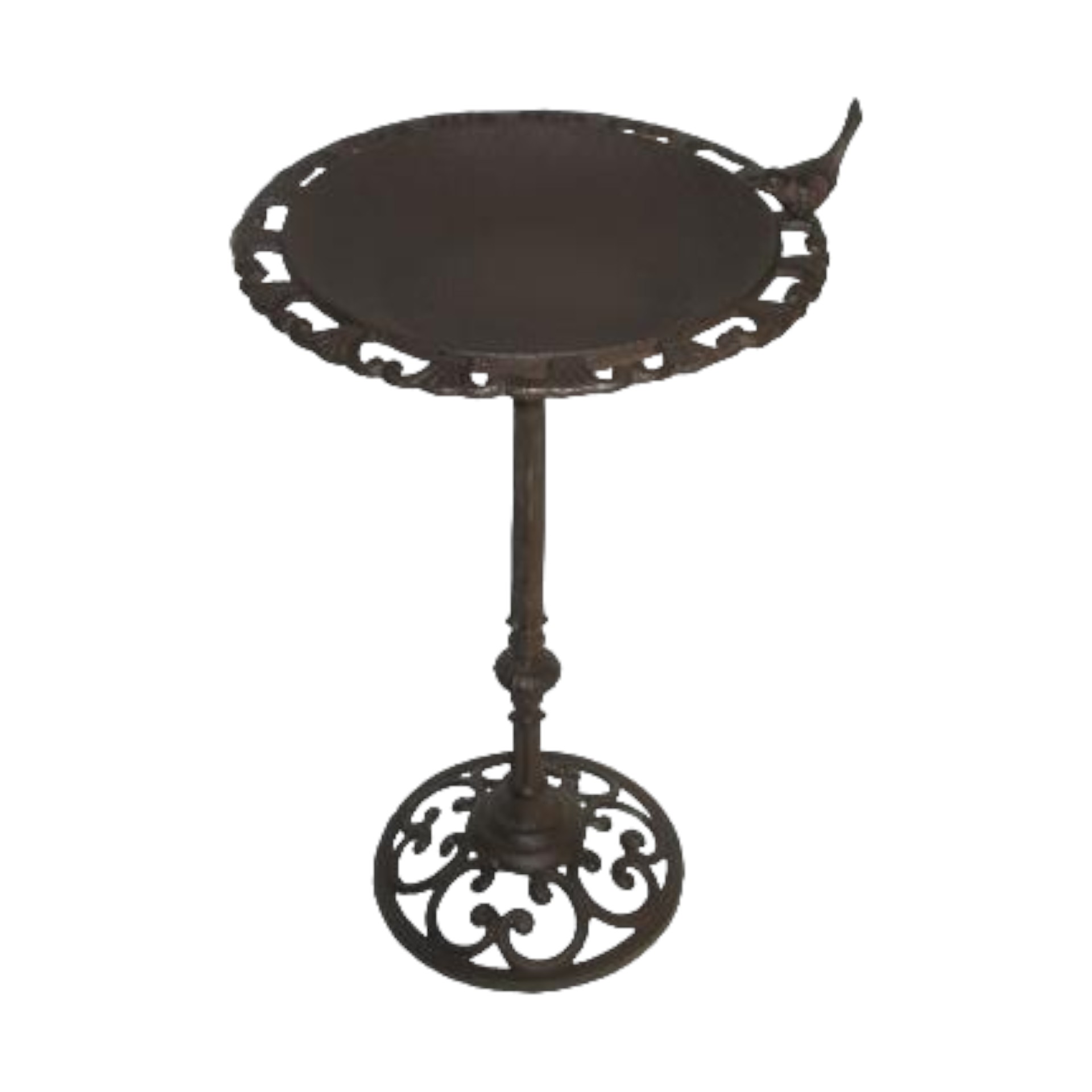 Vogeltränke auf hohem Fuss mit Vogel Darstellung von Vogeltränke auf hohem Fuss mit Vogel