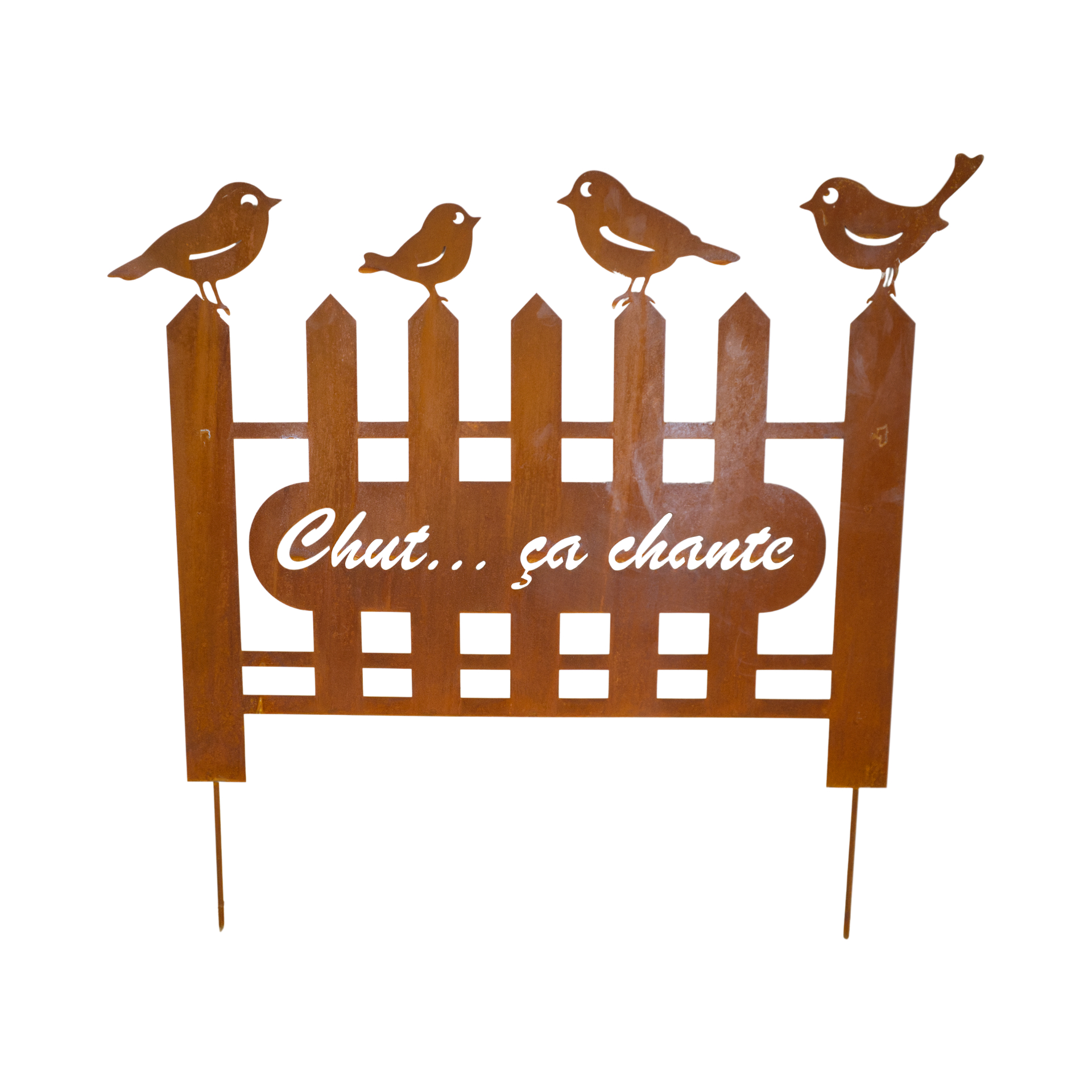 Darstellung von Zaunstecker mit 4 Vögel Chut…. Ca chante