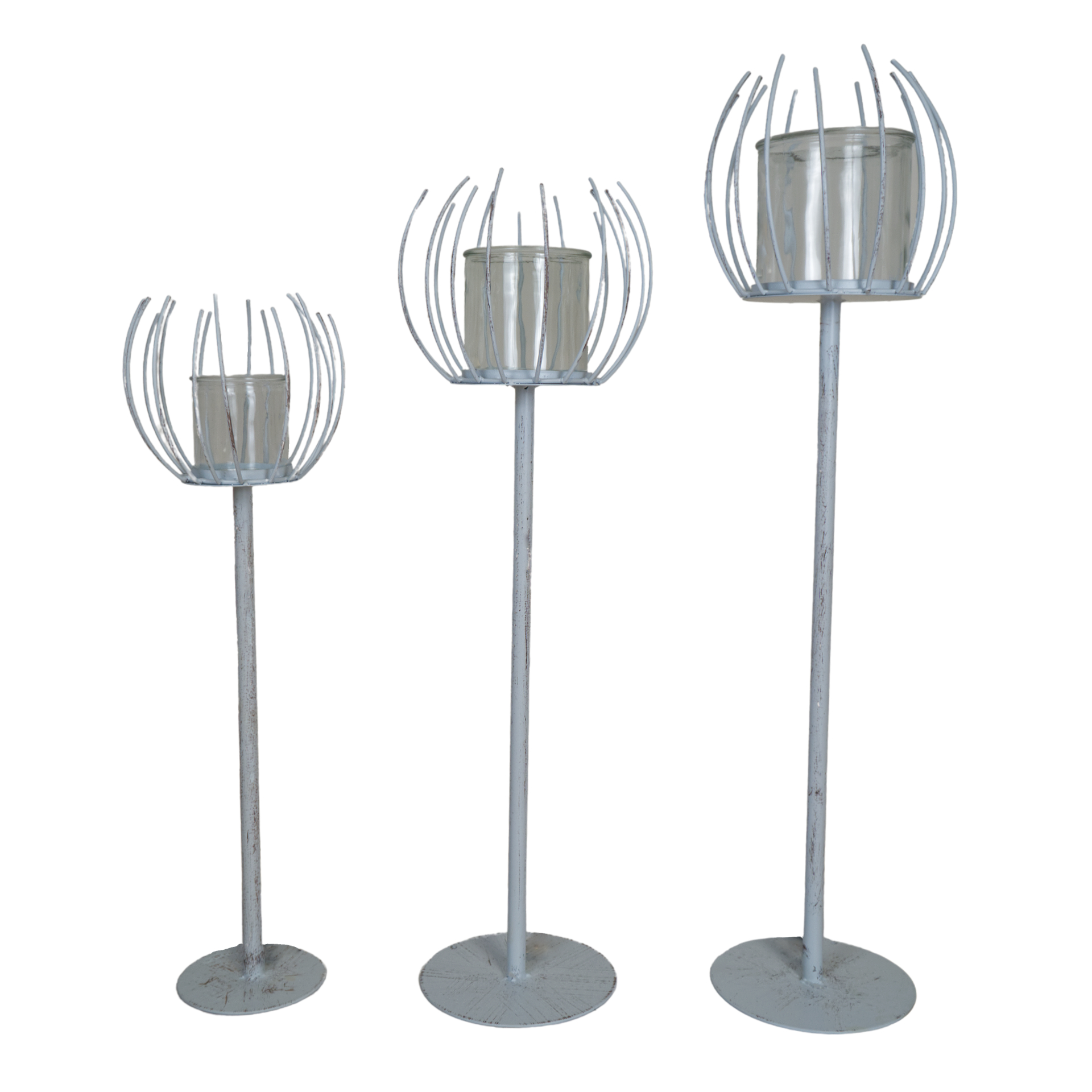 Darstellung von Windlicht Spinne weiss mittel a. Fuss