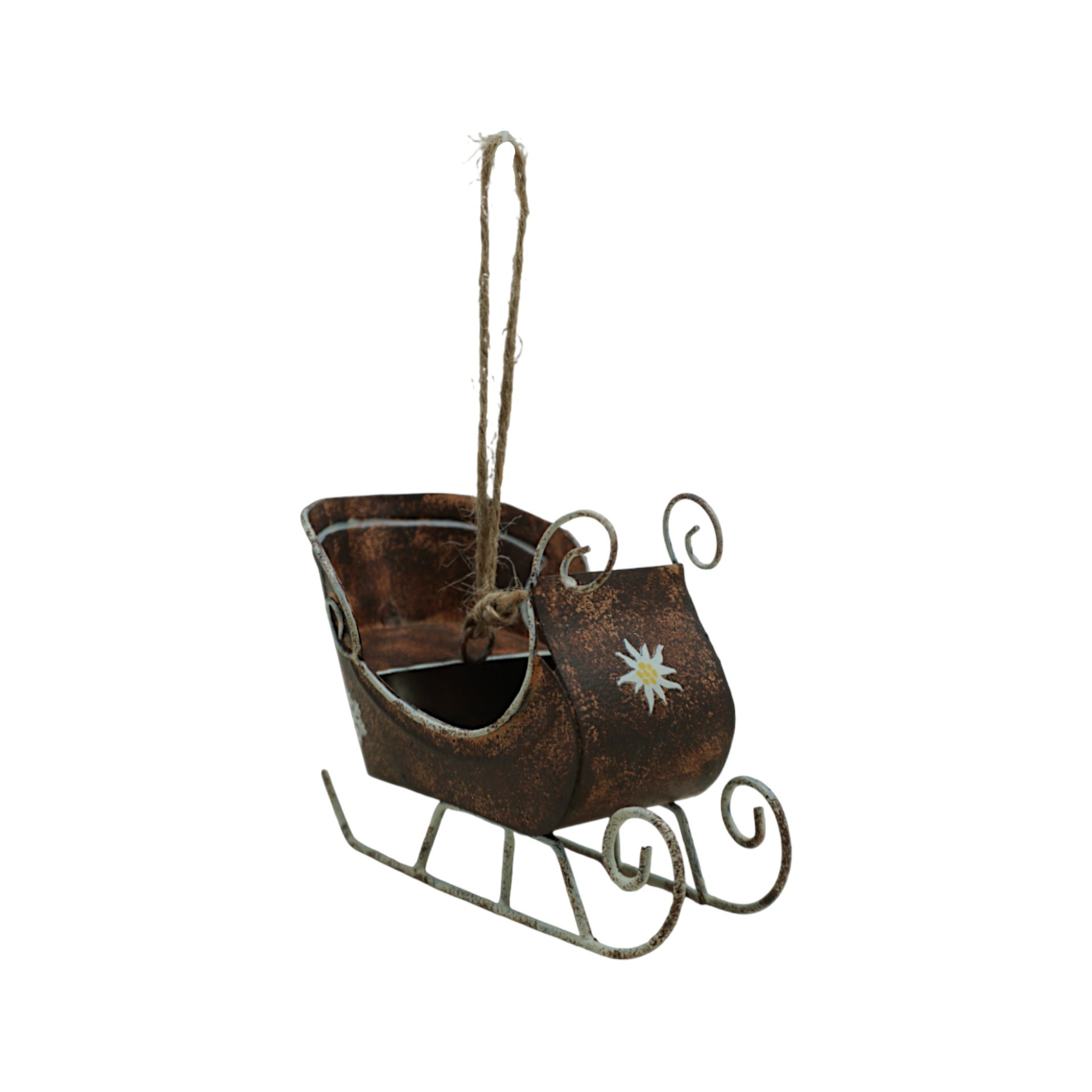 Darstellung von Schlitten z. Hängen braun Edelweiss