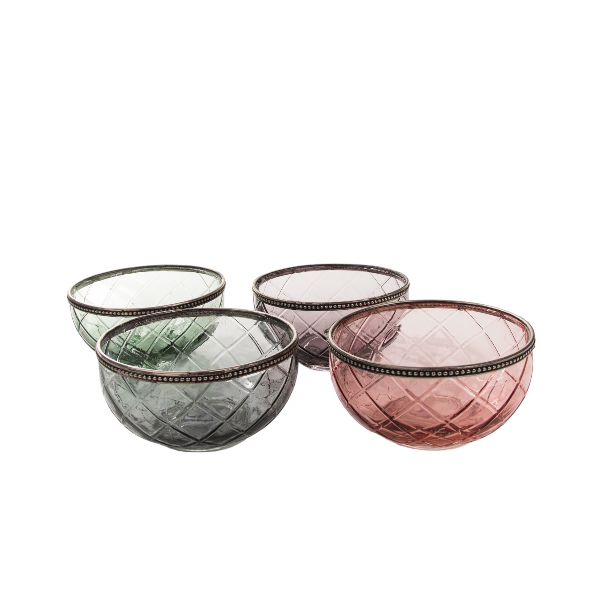 Darstellung von RP Glasschalen gross m. Metallrand sortiert