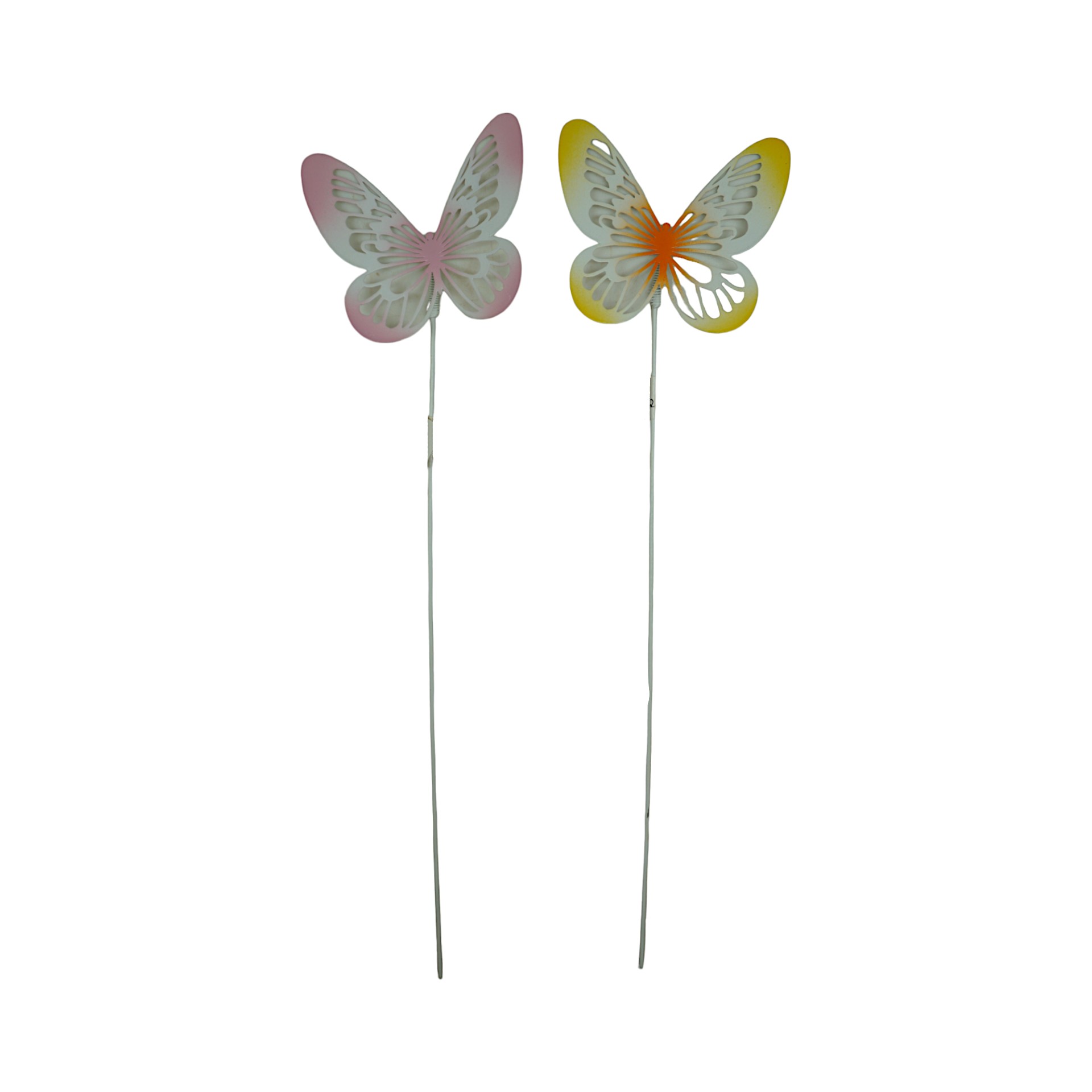 Schmetterling a. Stab gelb rosa sortiert Darstellung von Schmetterling a. Stab gelb rosa sortiert