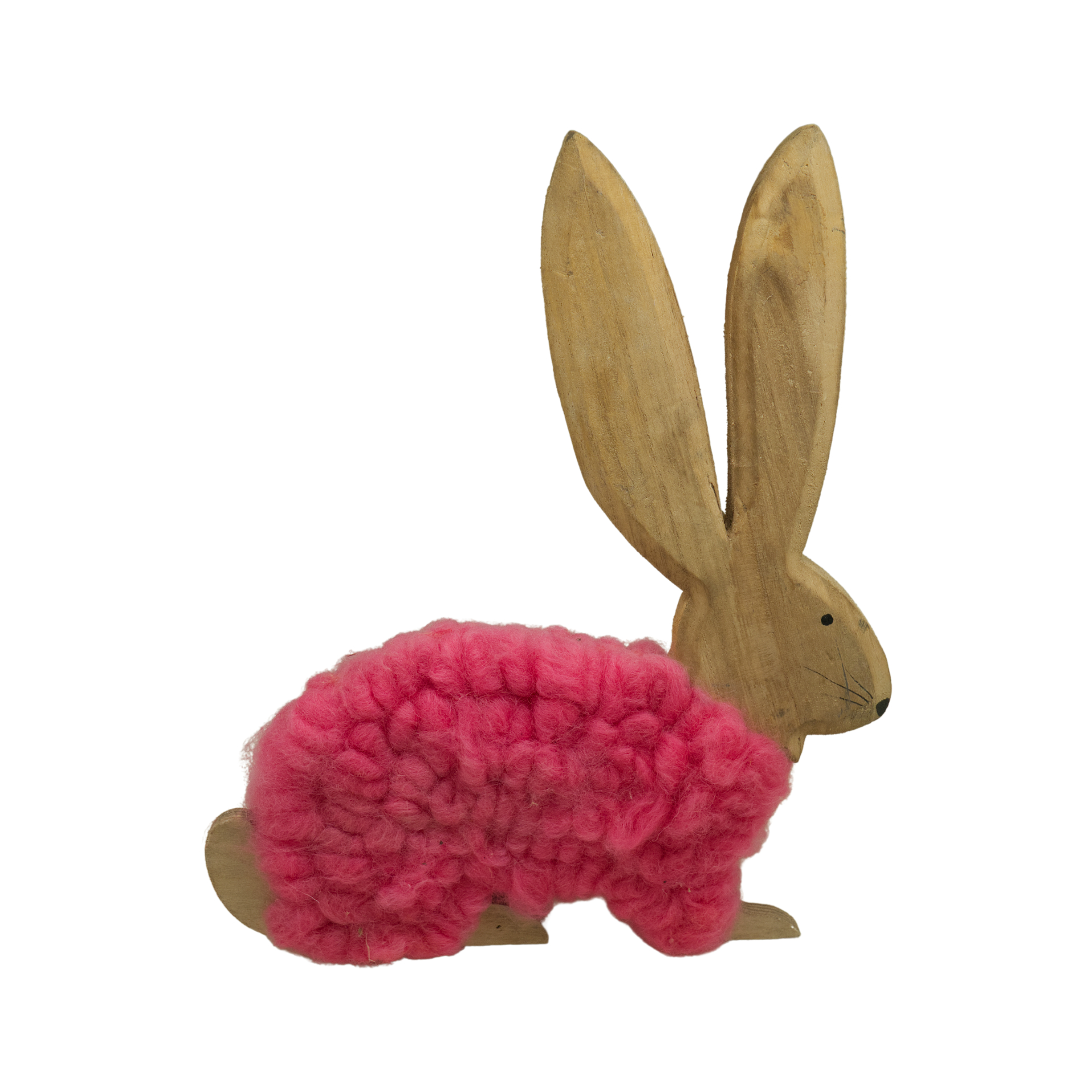 Darstellung von RP Holzhase mit Wollekörper nur PINK