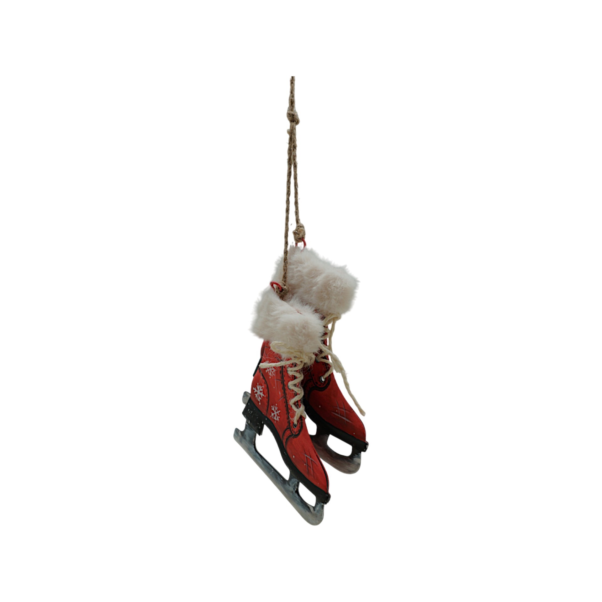 Darstellung von Schlittschuhpaar rot m. Fell