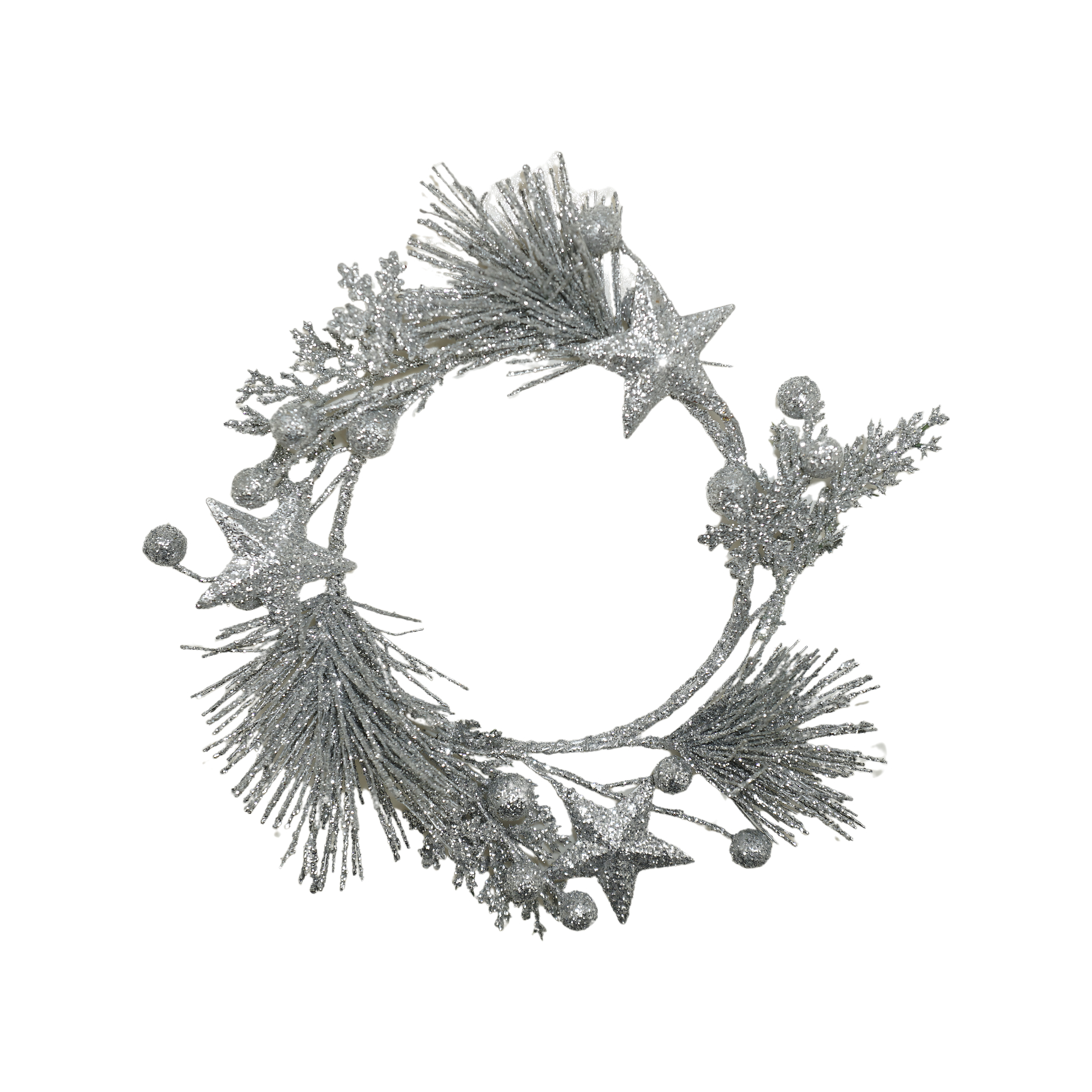 Darstellung von Kranz silber mit Glitter, Sterne