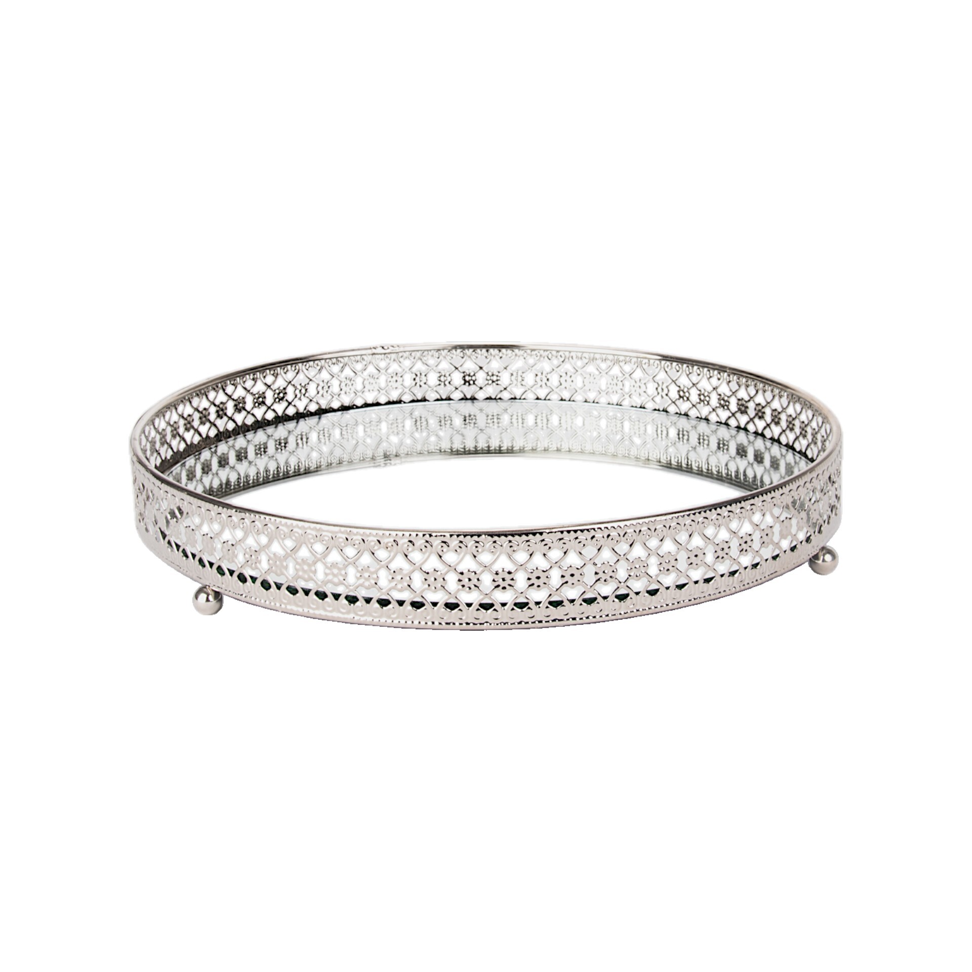 Darstellung von rundes Teller silber mit Metallrand