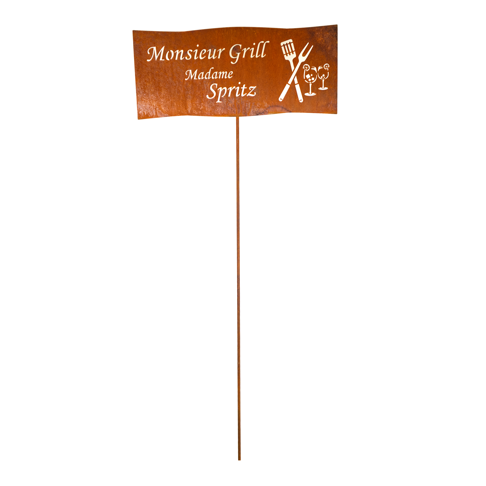 Darstellung von Tafel Monsieur Grill Madame Spritz auf Stab
