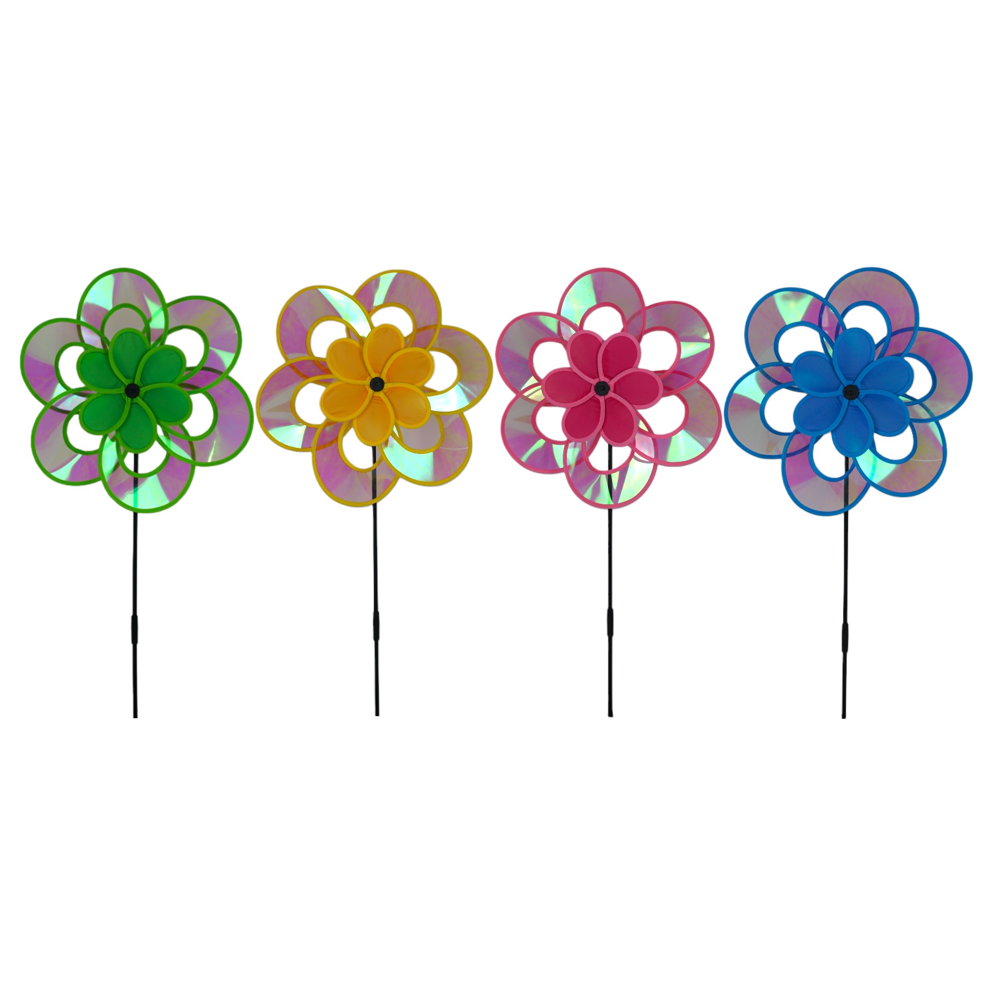 Darstellung von HOLO-Blumen Propeller a. Stab mehrfarbig 4-fach sortiert