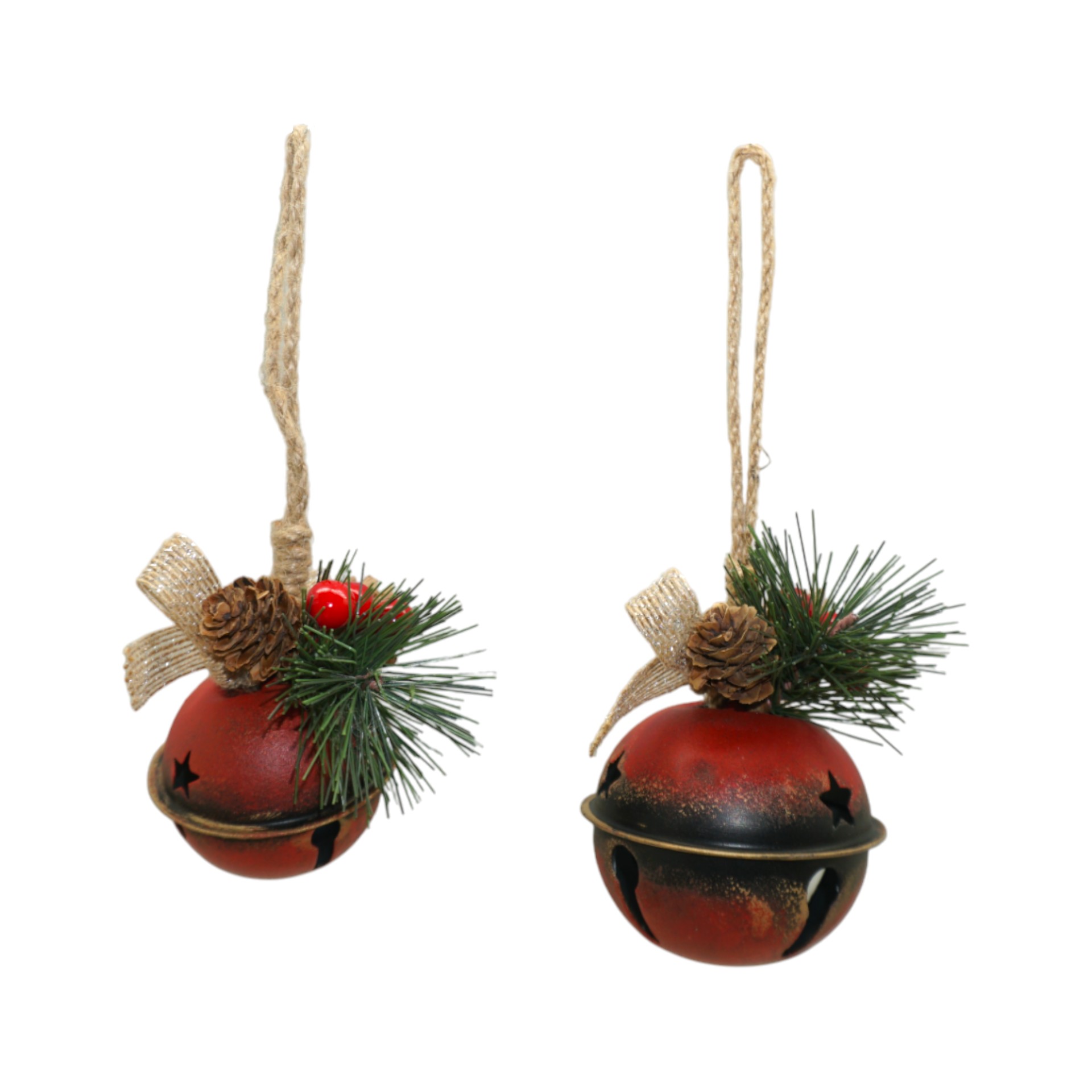 Darstellung von Metallglocke ROT klein mit Deko