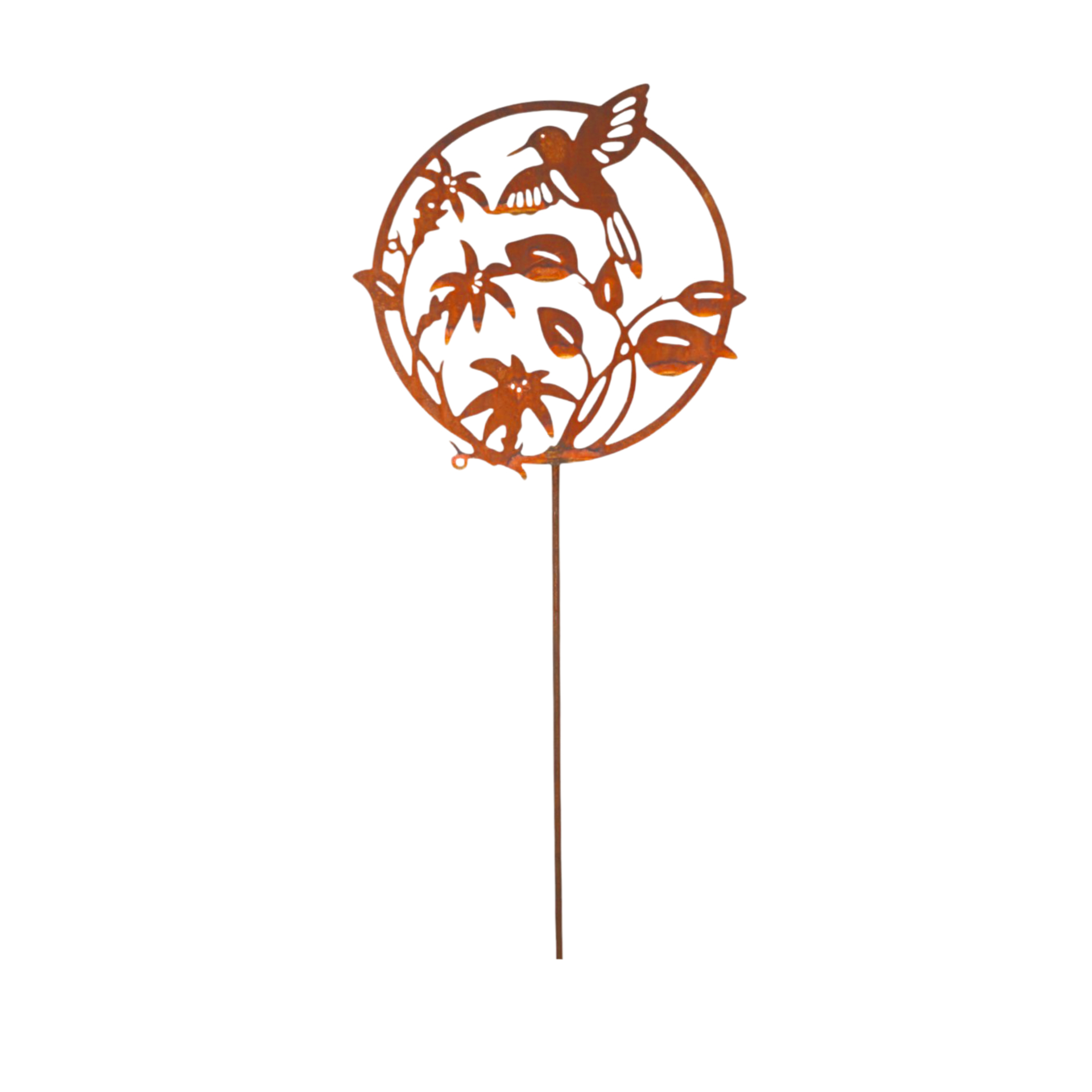 Darstellung von Kolibri mit Hibiskus in Ring auf Stab