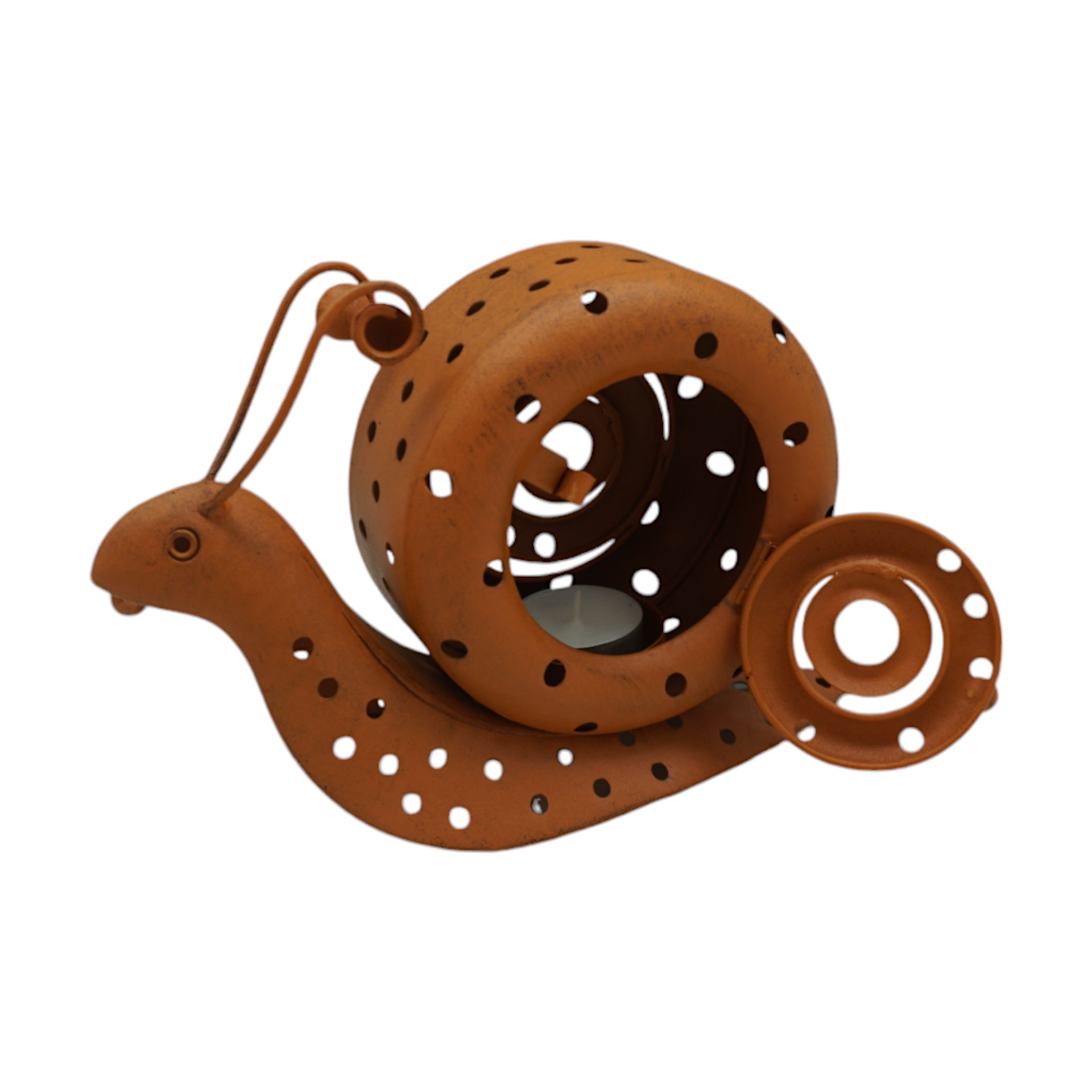 Darstellung von Teelicht Schnecke rost