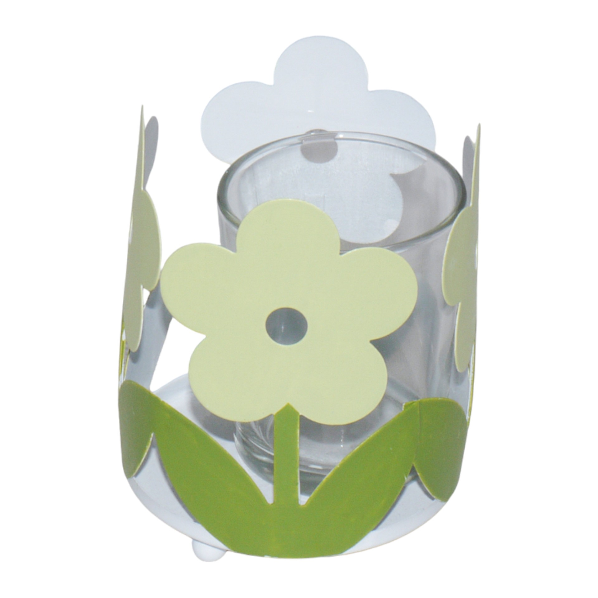 Darstellung von RP Teelichthalter Blume inkl. Glas rund grün