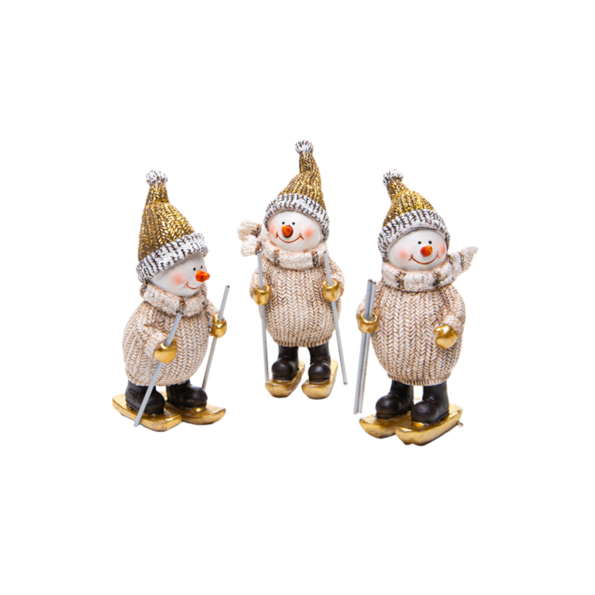 Skifahrer Schneemann mit goldener Mütze Darstellung von Skifahrer Schneemann mit goldener Mütze