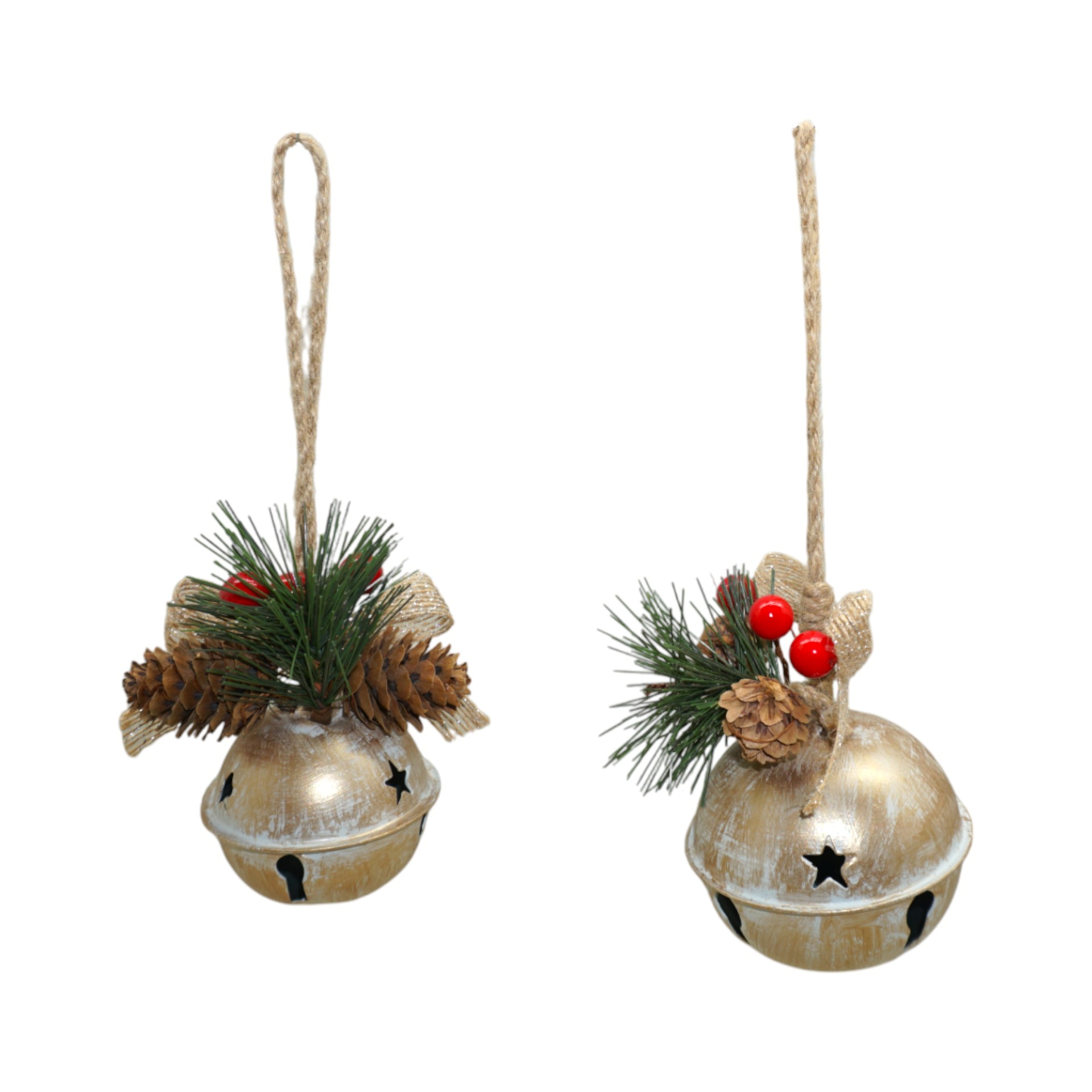 Darstellung von Metallglocke GOLD mittel mit Deko